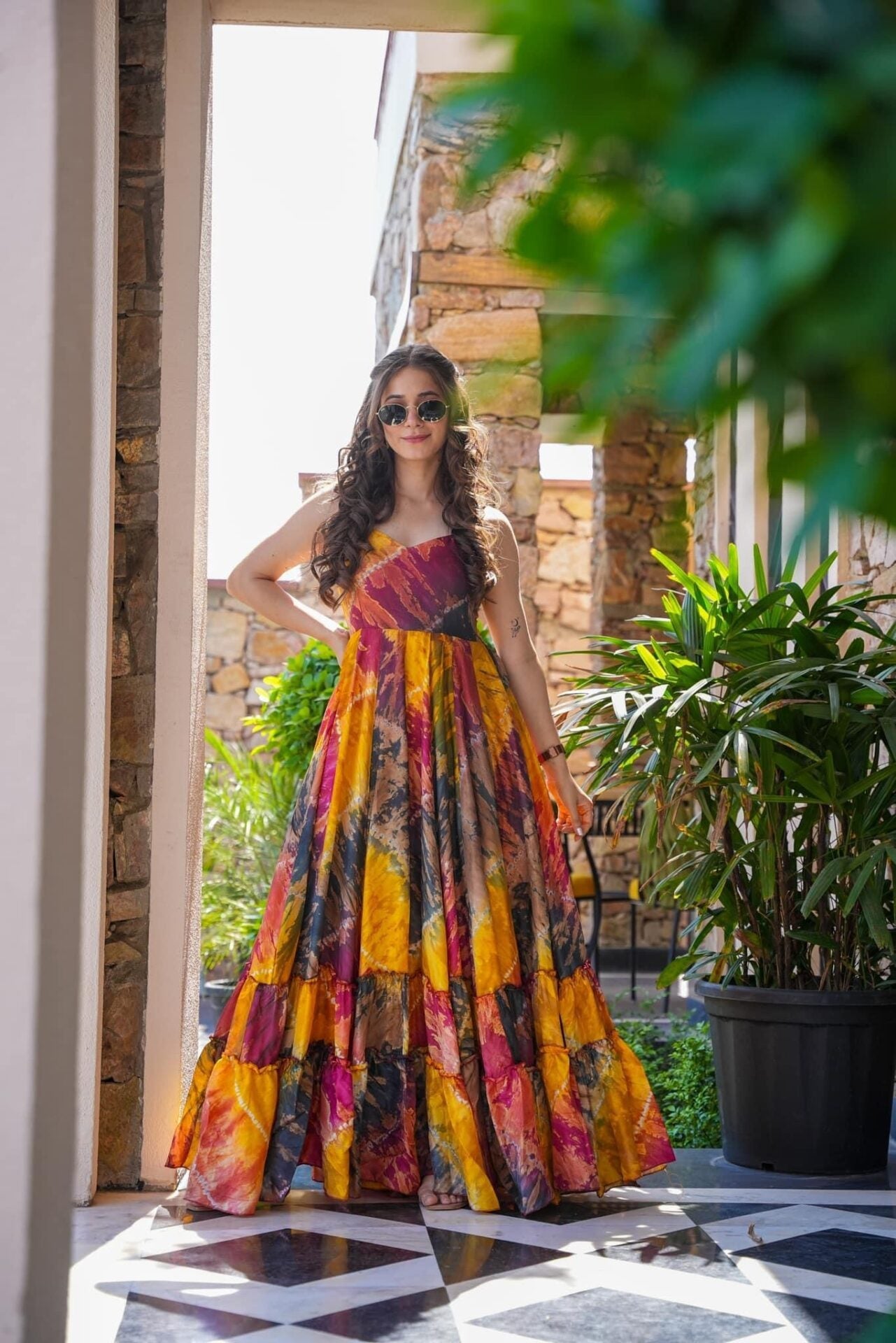 Designer Party Wear Look Gown With Beautiful Floral Print