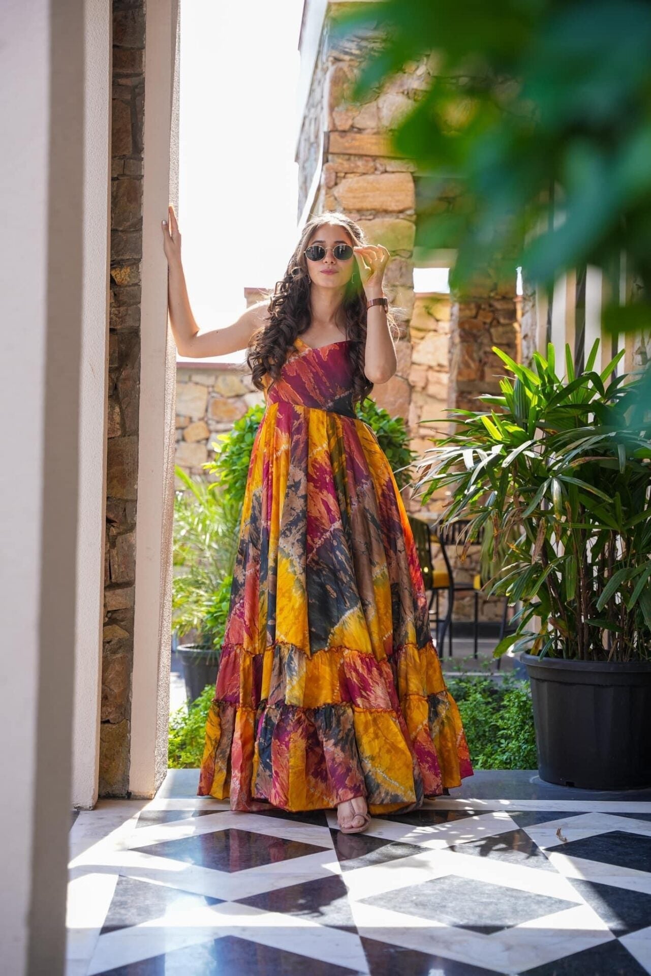 Designer Party Wear Look Gown With Beautiful Floral Print