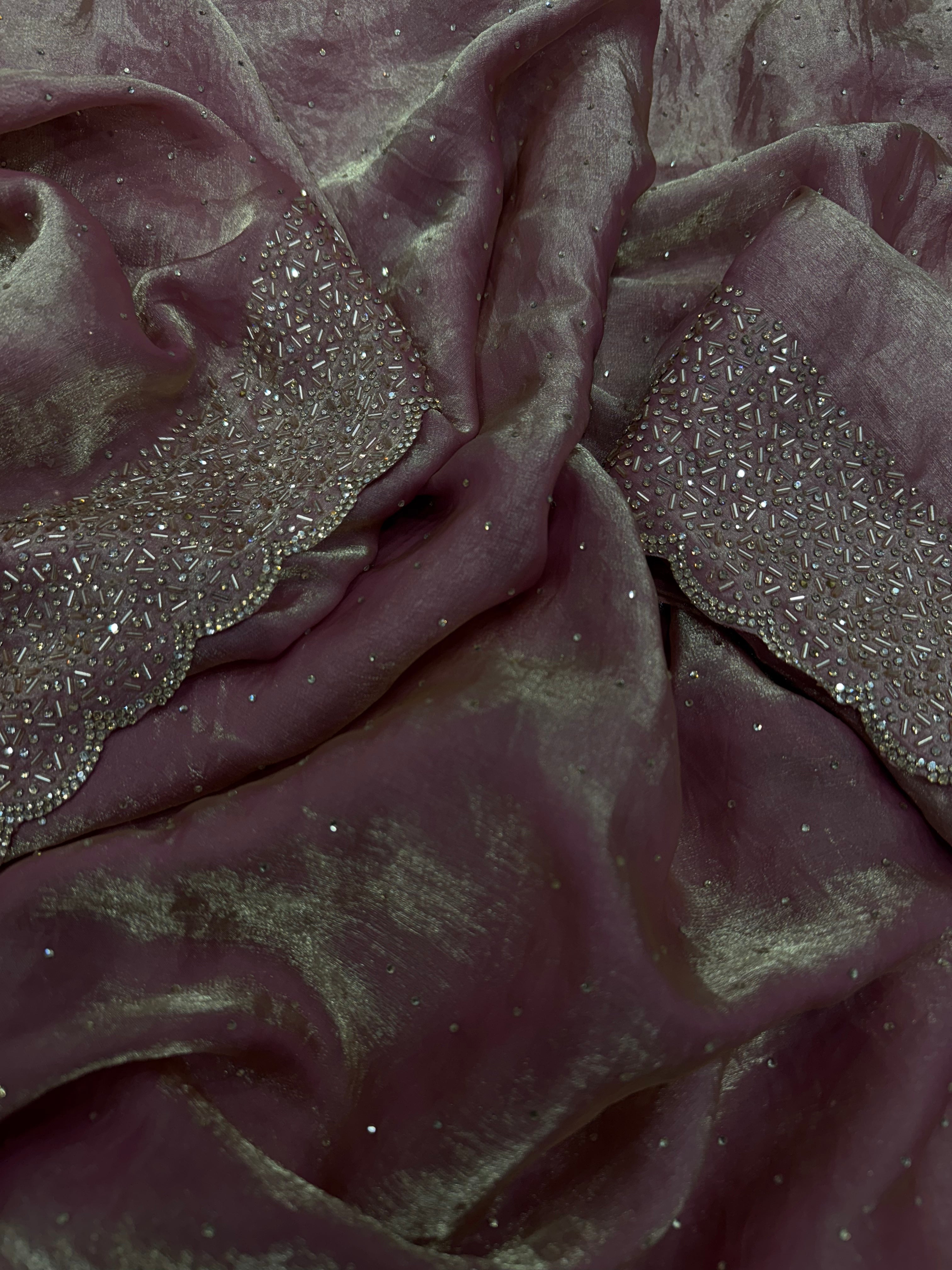 Designer Party Wear Saree With Jarkhan Diamond Work
