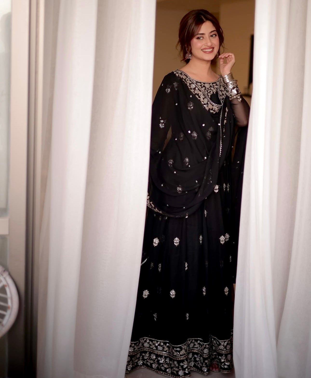 Beautiful Party Wear Gown -Pent And Dupatta With Embroidery Sequence Work