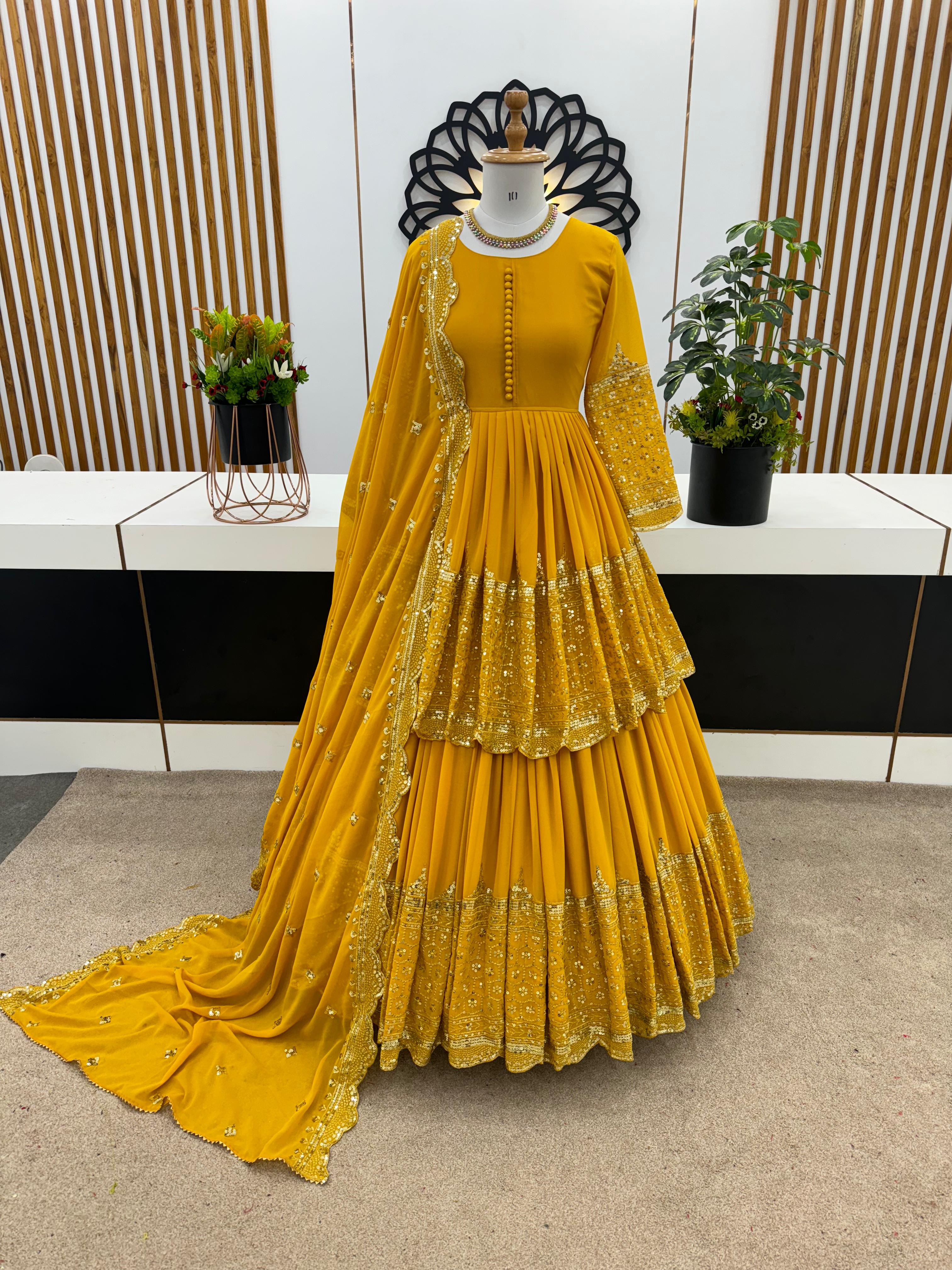 Trendy Party Wear Top Bottom And Dupatta With Embroidery Sequence Work