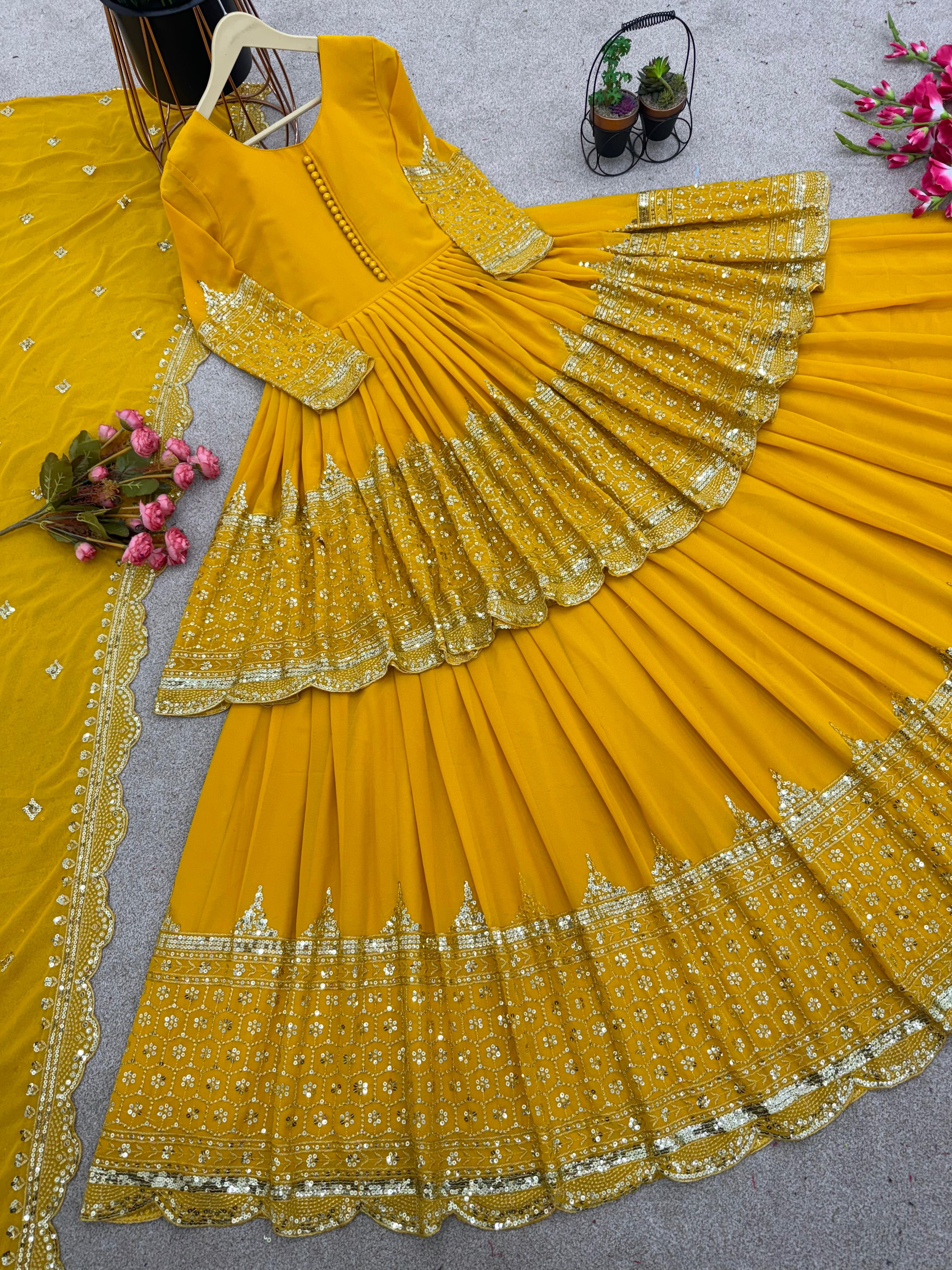 Trendy Party Wear Top Bottom And Dupatta With Embroidery Sequence Work