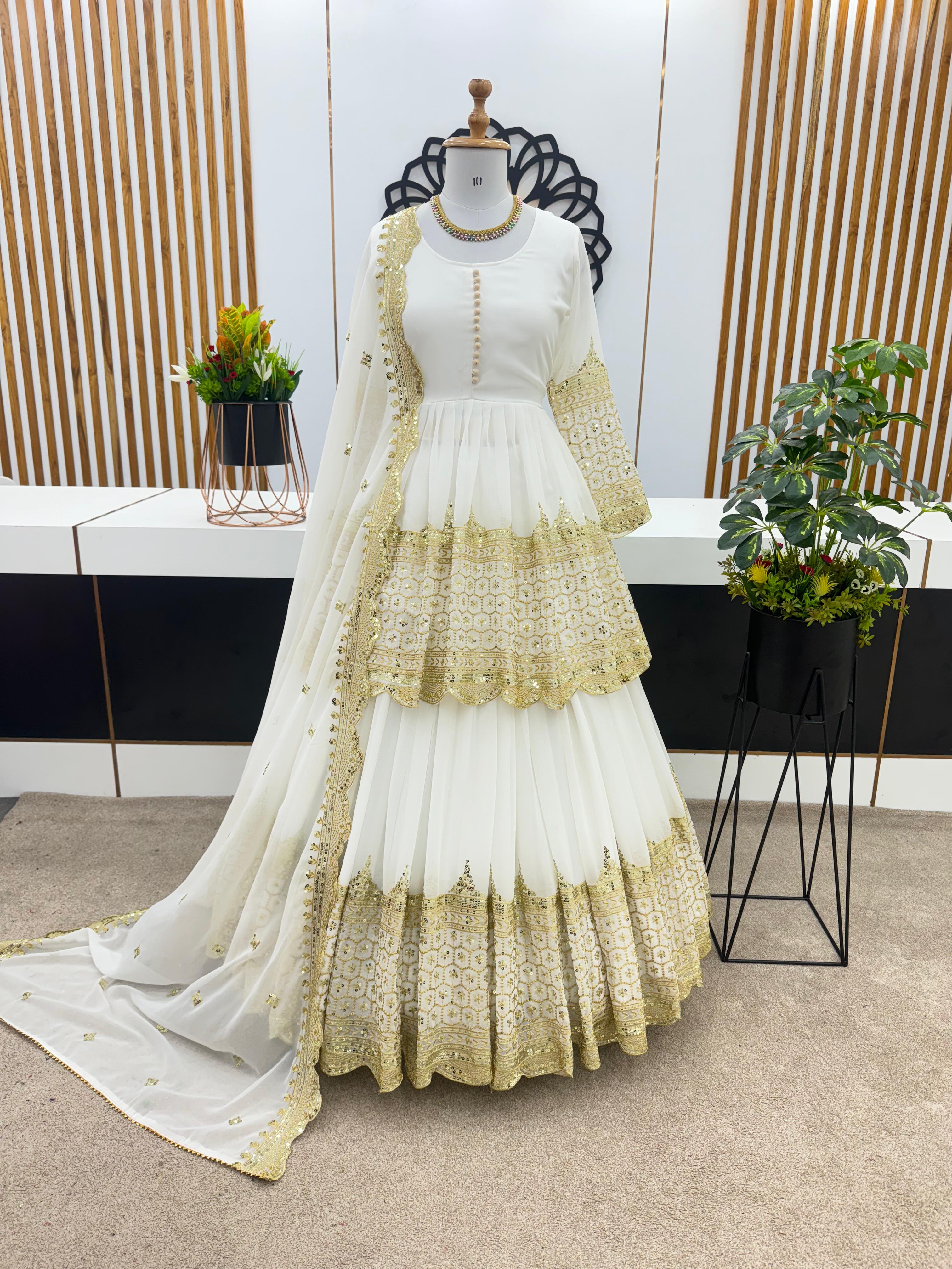 Trendy Party Wear Top Bottom And Dupatta With Embroidery Sequence Work