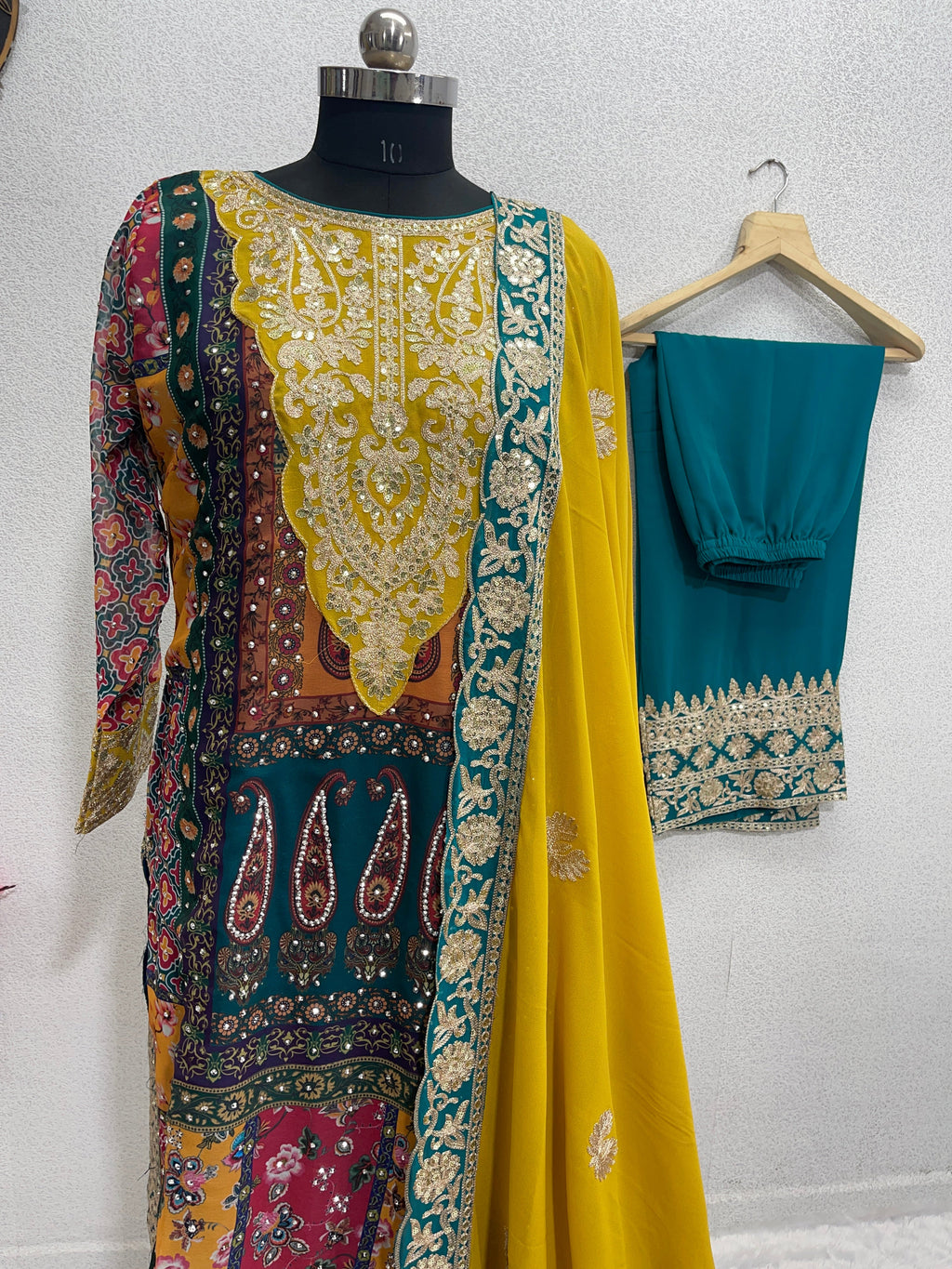 Beautiful Party Wear Top And Plazzo With Dupatta With Dimond Hand Work