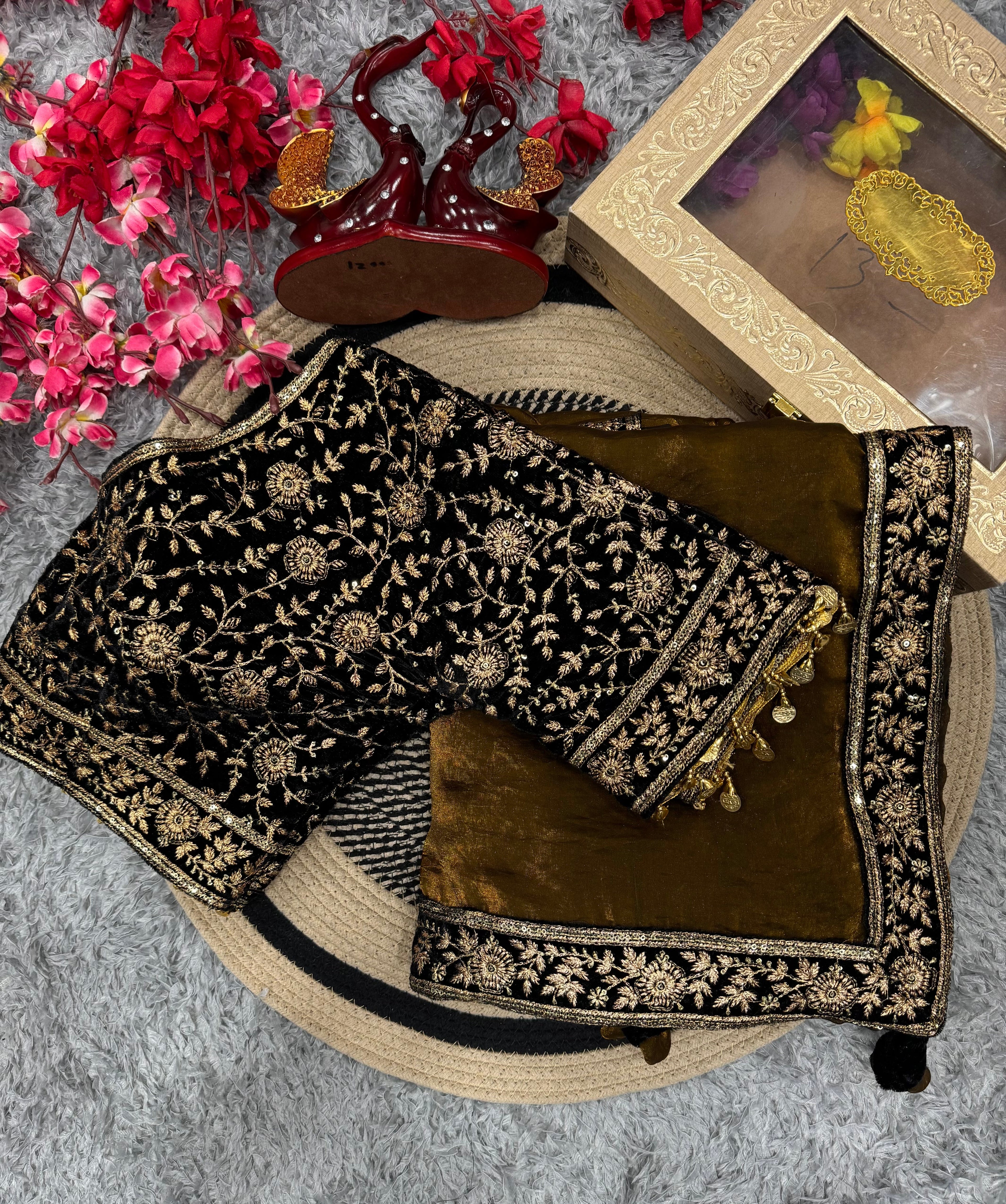 Party Wear Designer Saree With Sequins And Zari Embroidery Work Lace Border