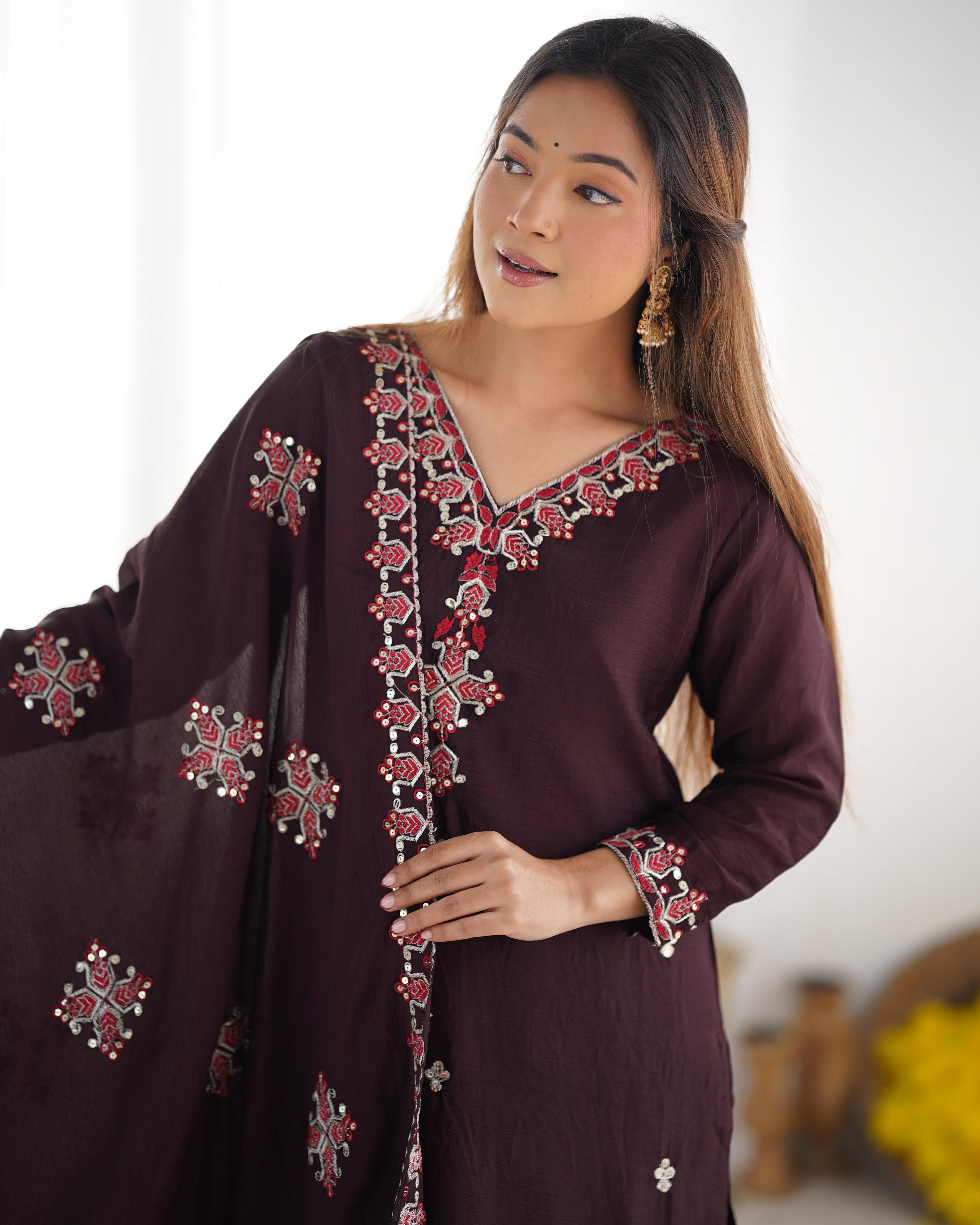 डिज़ाइनर पार्टी वियर लुक टॉप-बॉटम और खूबसूरत दुपट्टा