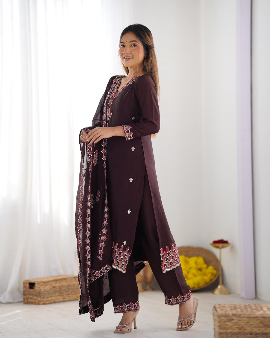 Designer Party Wear Look Top-Bottom and Dupatta With Heavy Embroidery Work
