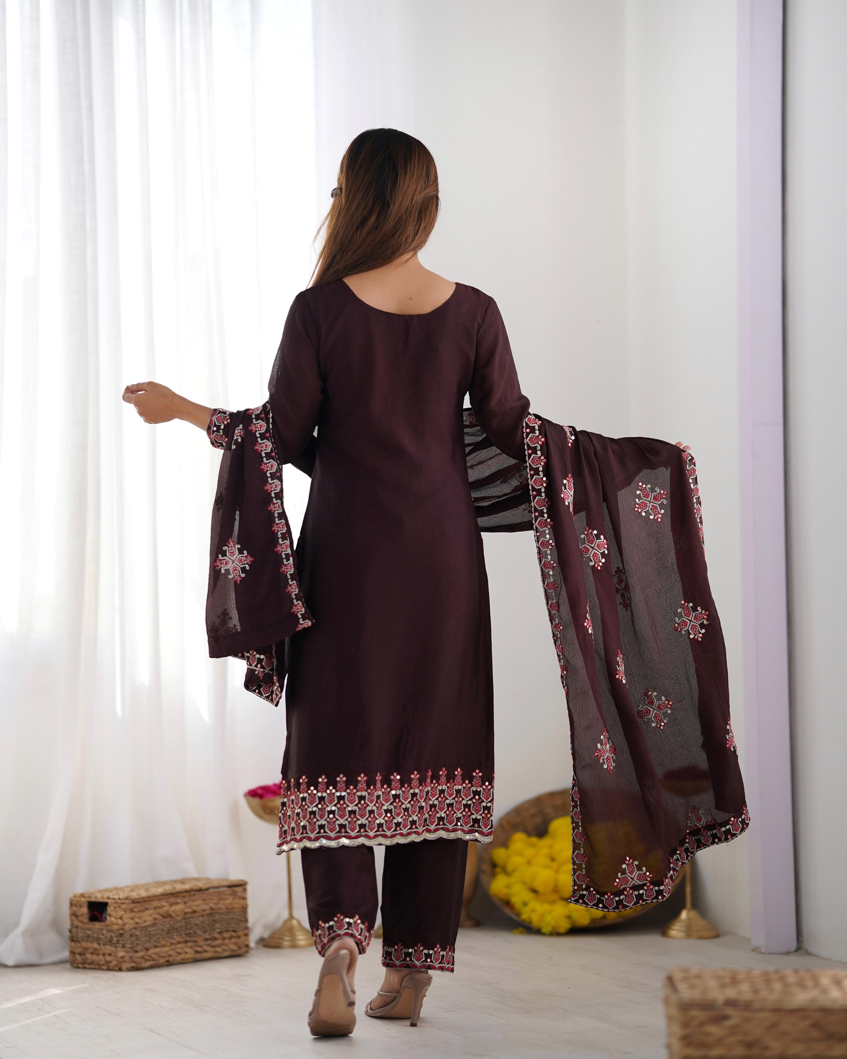 डिज़ाइनर पार्टी वियर लुक टॉप-बॉटम और खूबसूरत दुपट्टा