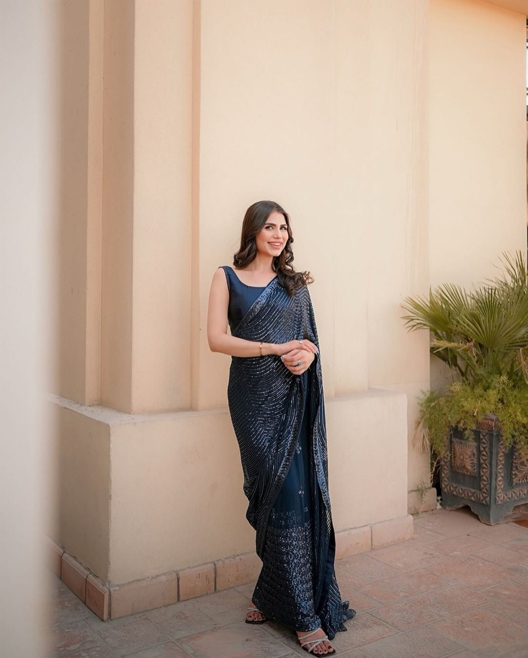 Designer Party Wear Saree With Sequence Embroidery work