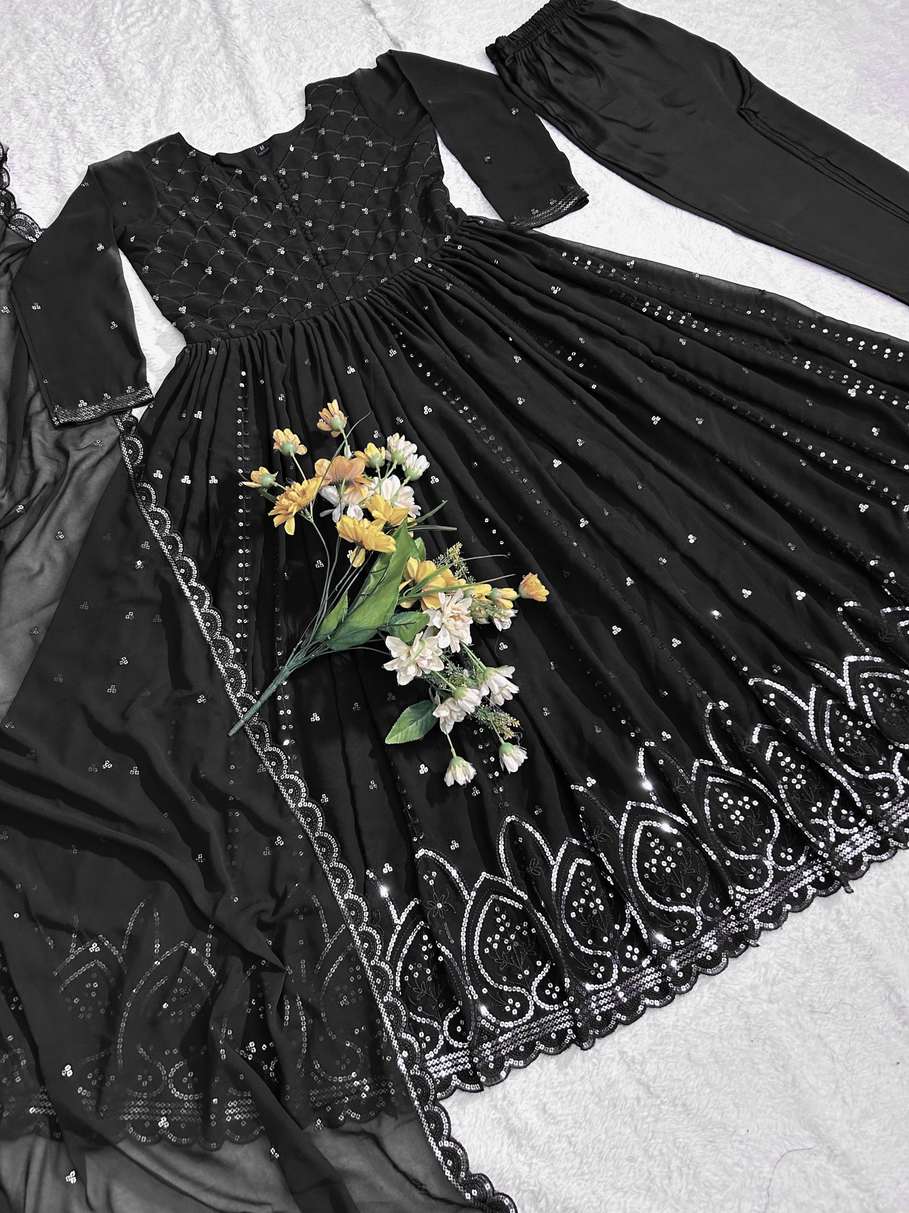 Designer Party Wear Anarkali Gown, Pent And Dupatta