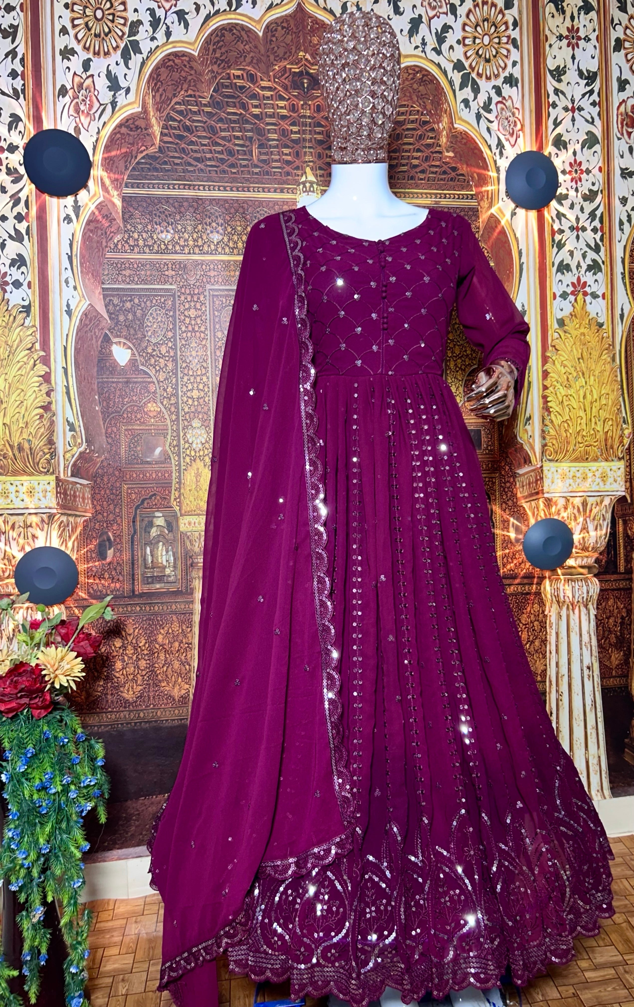 Party Wear Designer Anarkali Gown, Pent And Dupatta