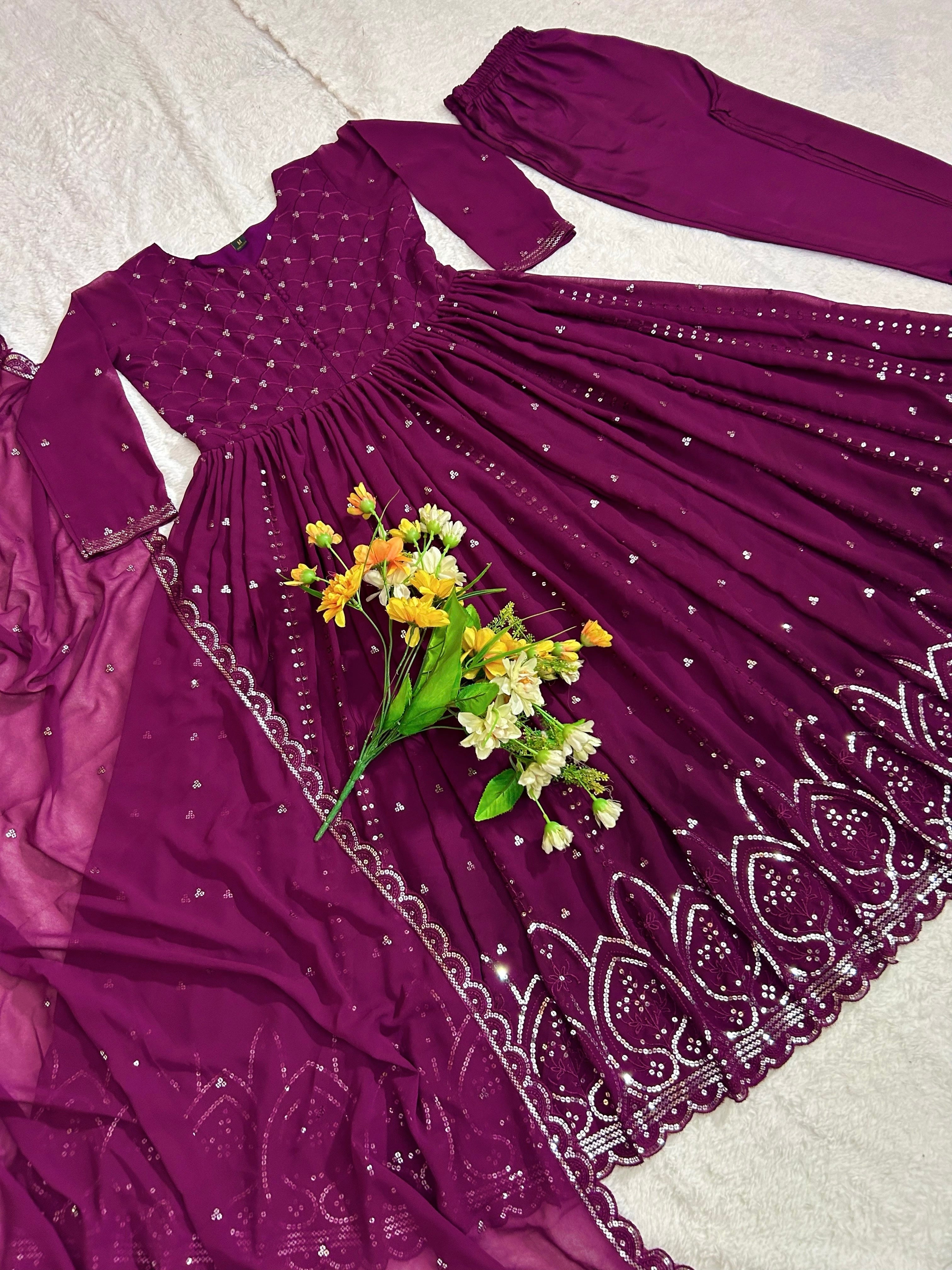 Party Wear Designer Anarkali Gown, Pent And Dupatta