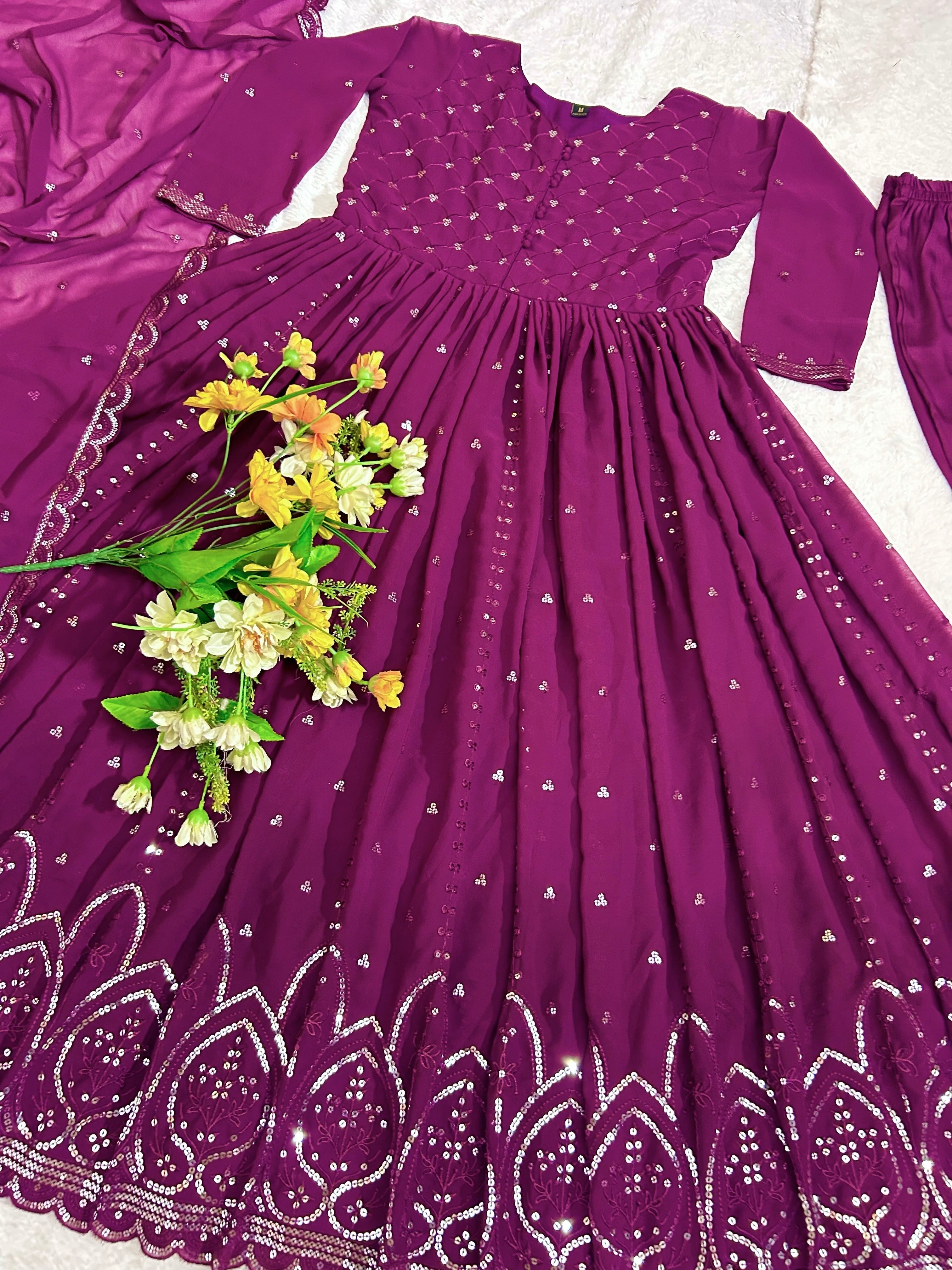 Party Wear Designer Anarkali Gown, Pent And Dupatta