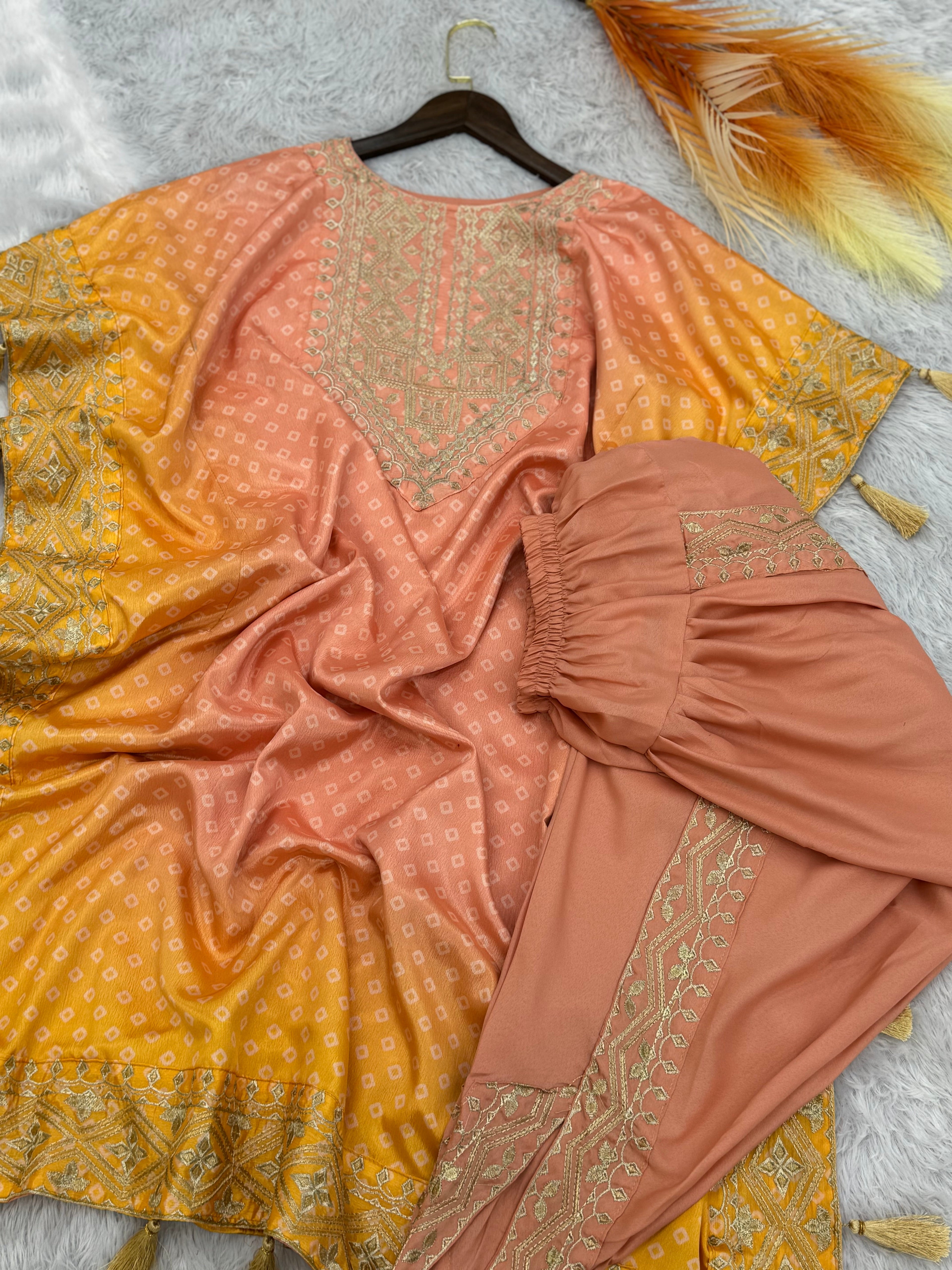 Designer Kaftan And Dhoti Embroidery And Digital Print Work