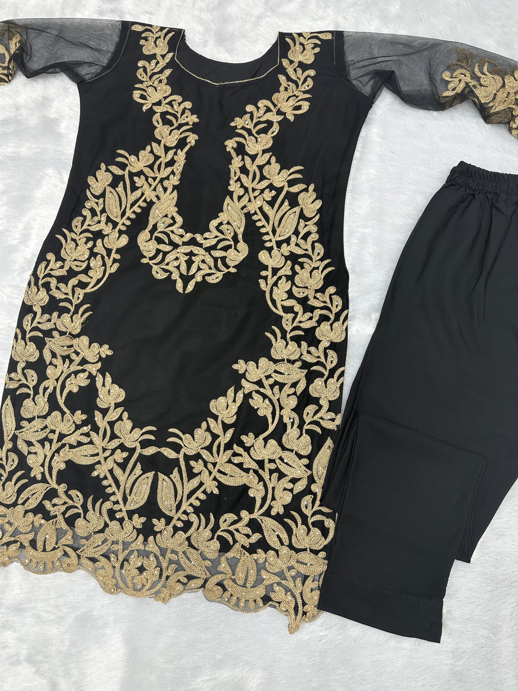 Beautiful Party Wear Look Top And Bottom With Pearl Stone Wrk