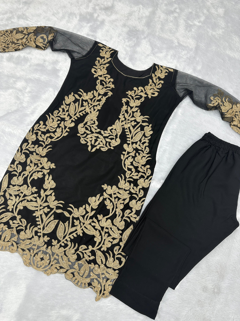 Beautiful Party Wear Look Top And Bottom With Pearl Stone Wrk