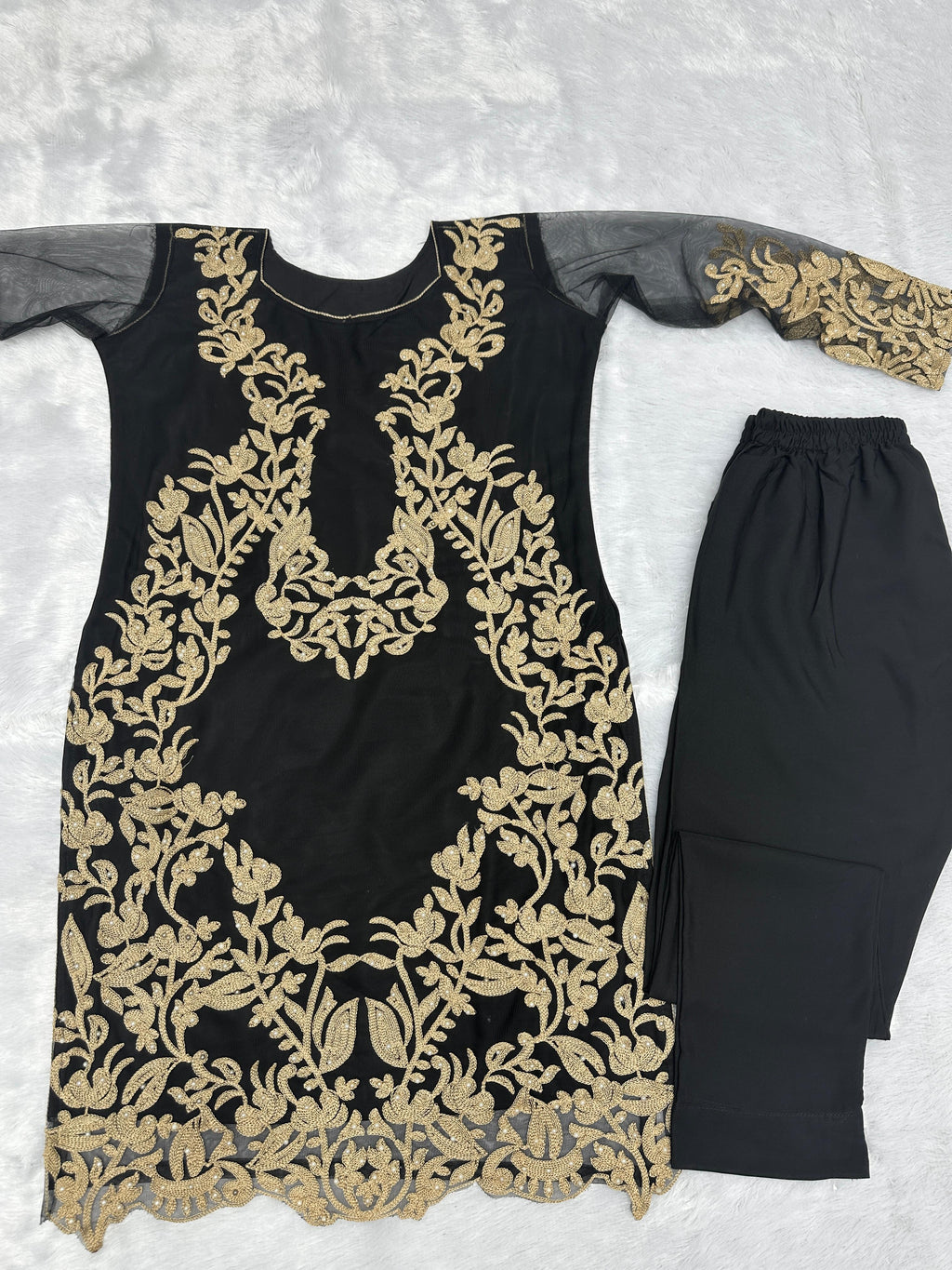 Beautiful Party Wear Look Top And Bottom With Pearl Stone Wrk