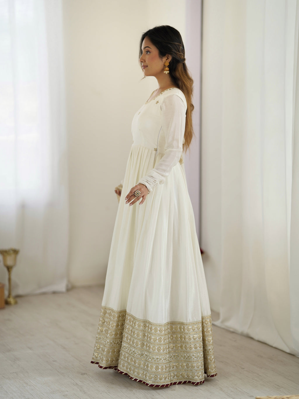 Beautiful Party Wear Anarkali Gown, Pent And Dupatta