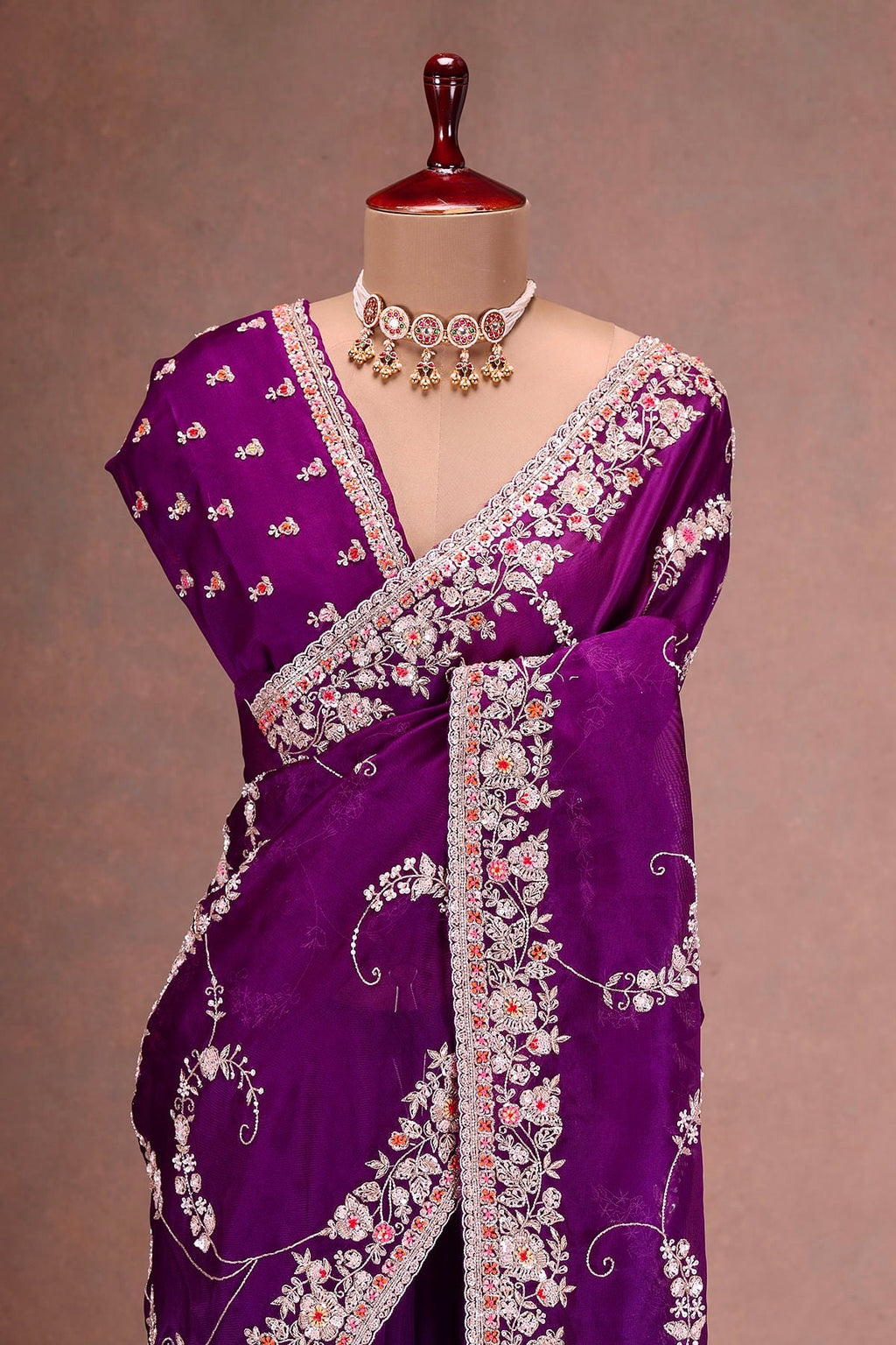 Party Wear Saree With Embroidery Codding & Sequins Work