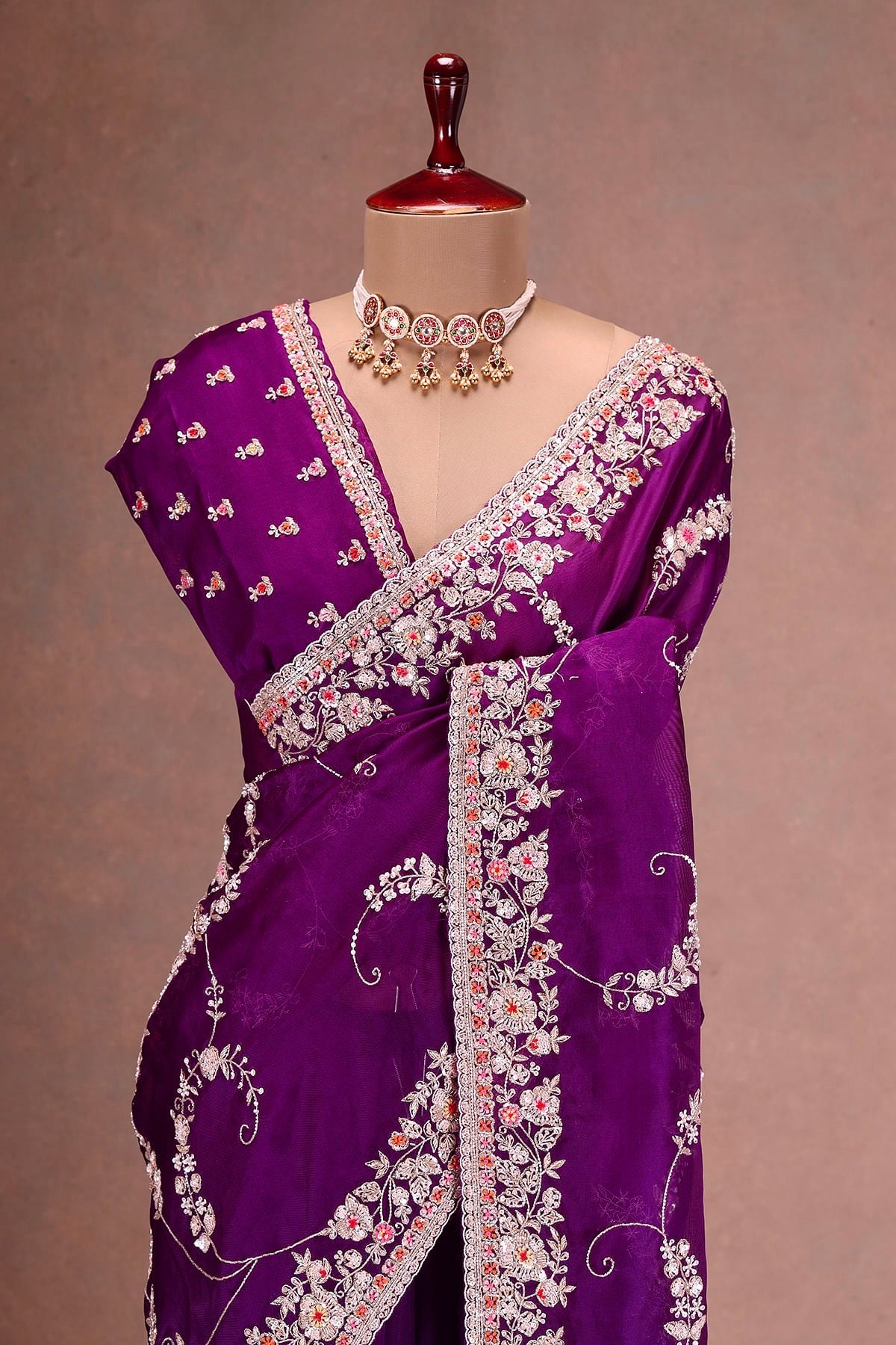 Party Wear Saree With Embroidery Codding & Sequins Work