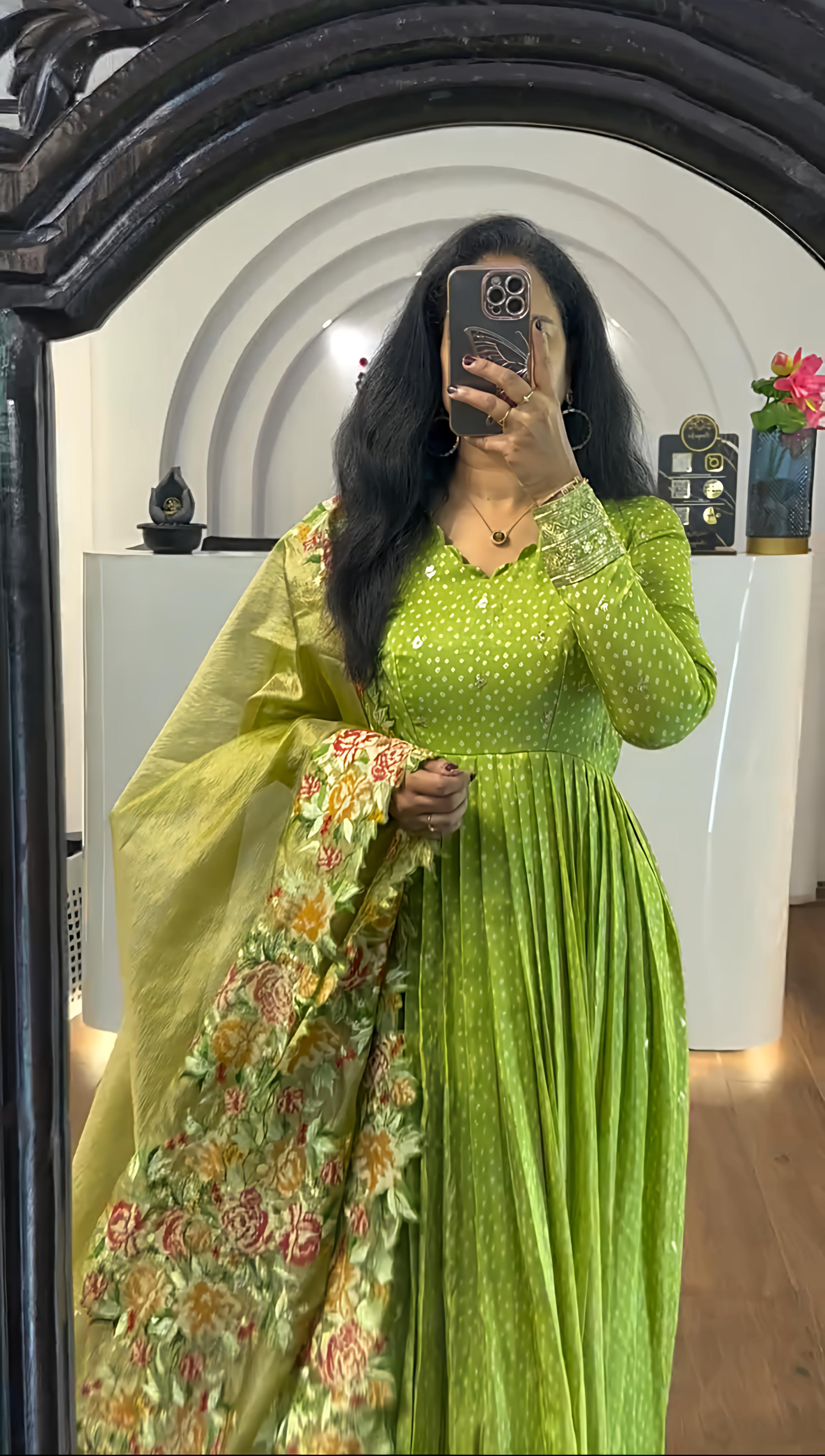 Gown And Dupatta With Heavy Embroidery Sequence Work