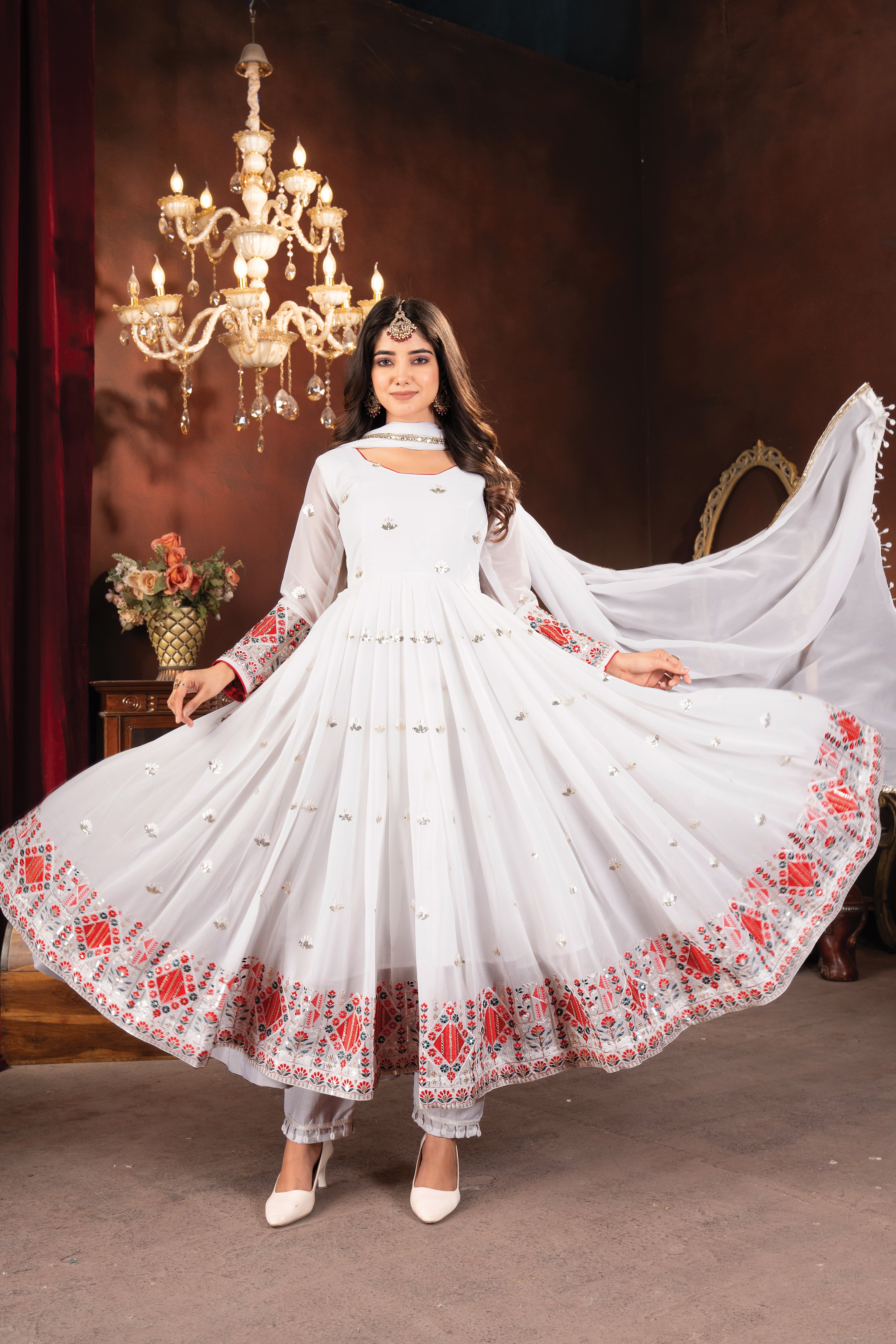 Designer Anarkali Suit, Pent And Beautiful Dupatta