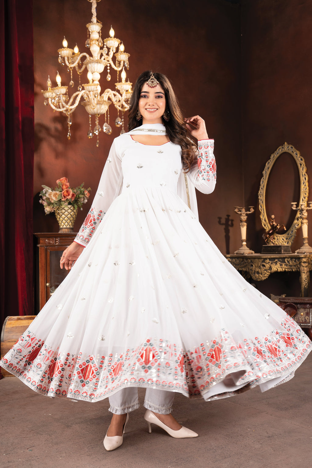 Designer Anarkali Suit, Pent And Beautiful Dupatta