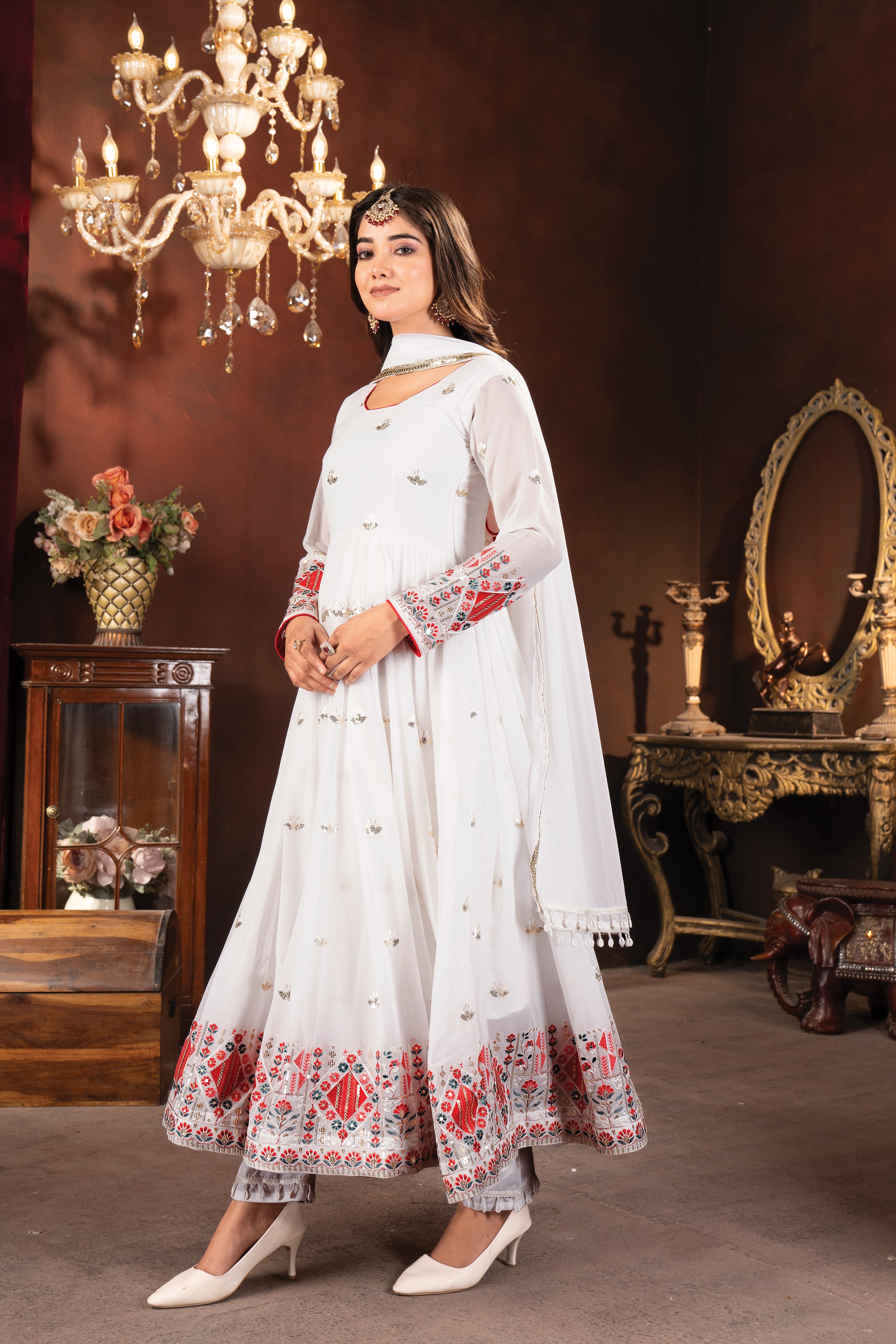 Designer Anarkali Suit, Pent And Beautiful Dupatta