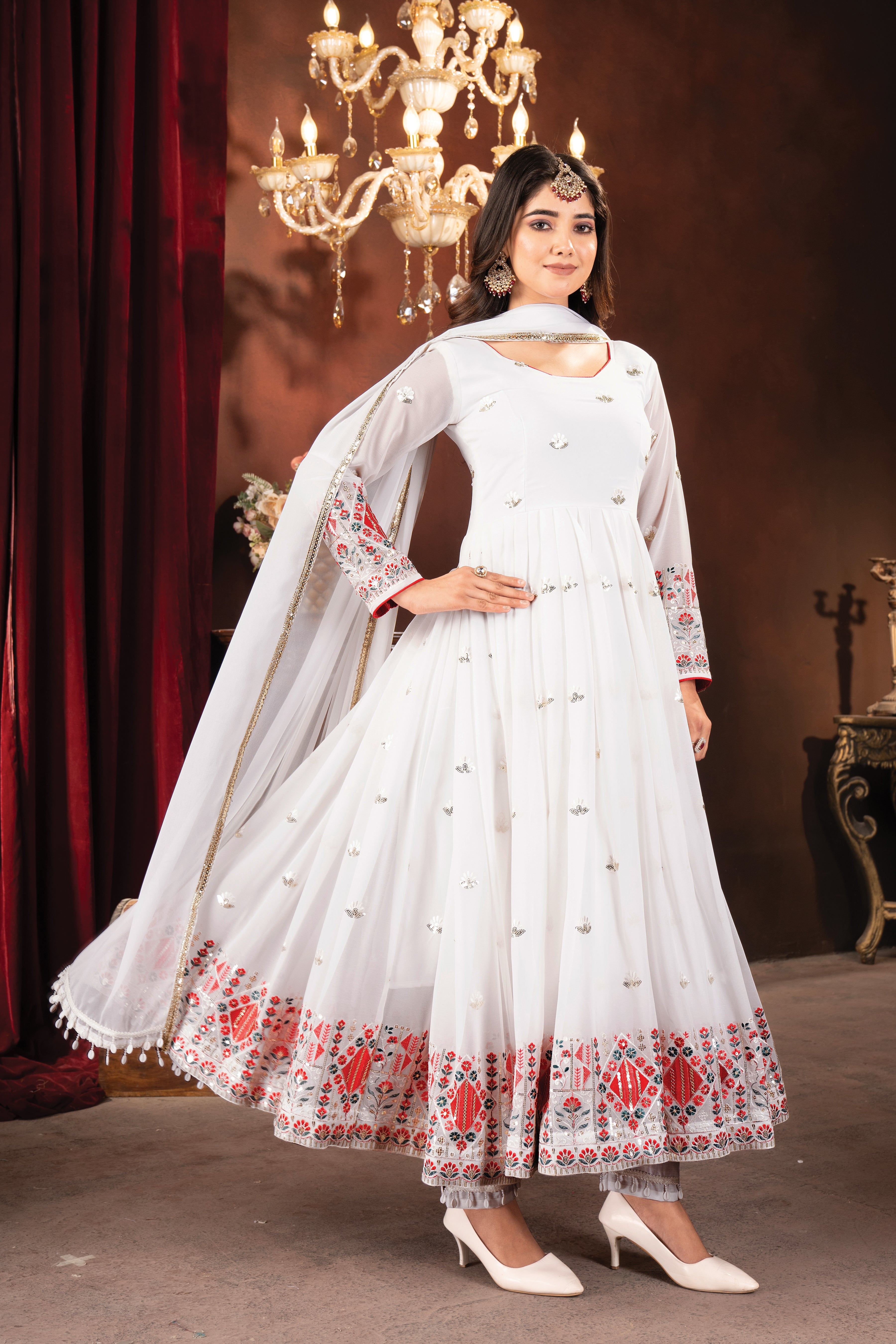 Designer Anarkali Suit, Pent And Beautiful Dupatta