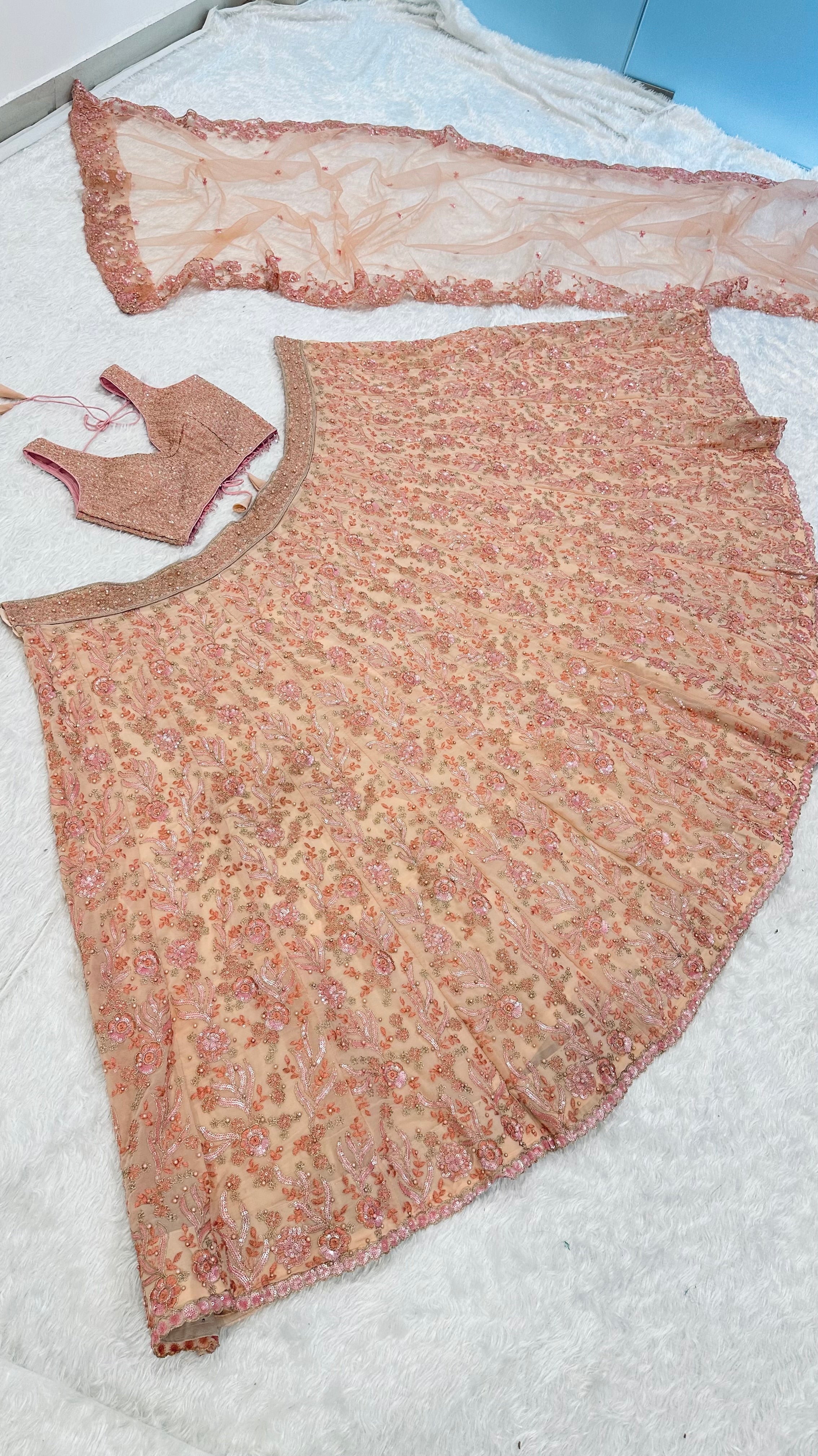 Designer Lehenga With Thread , Dori , Sequins & Pearl Beads Work