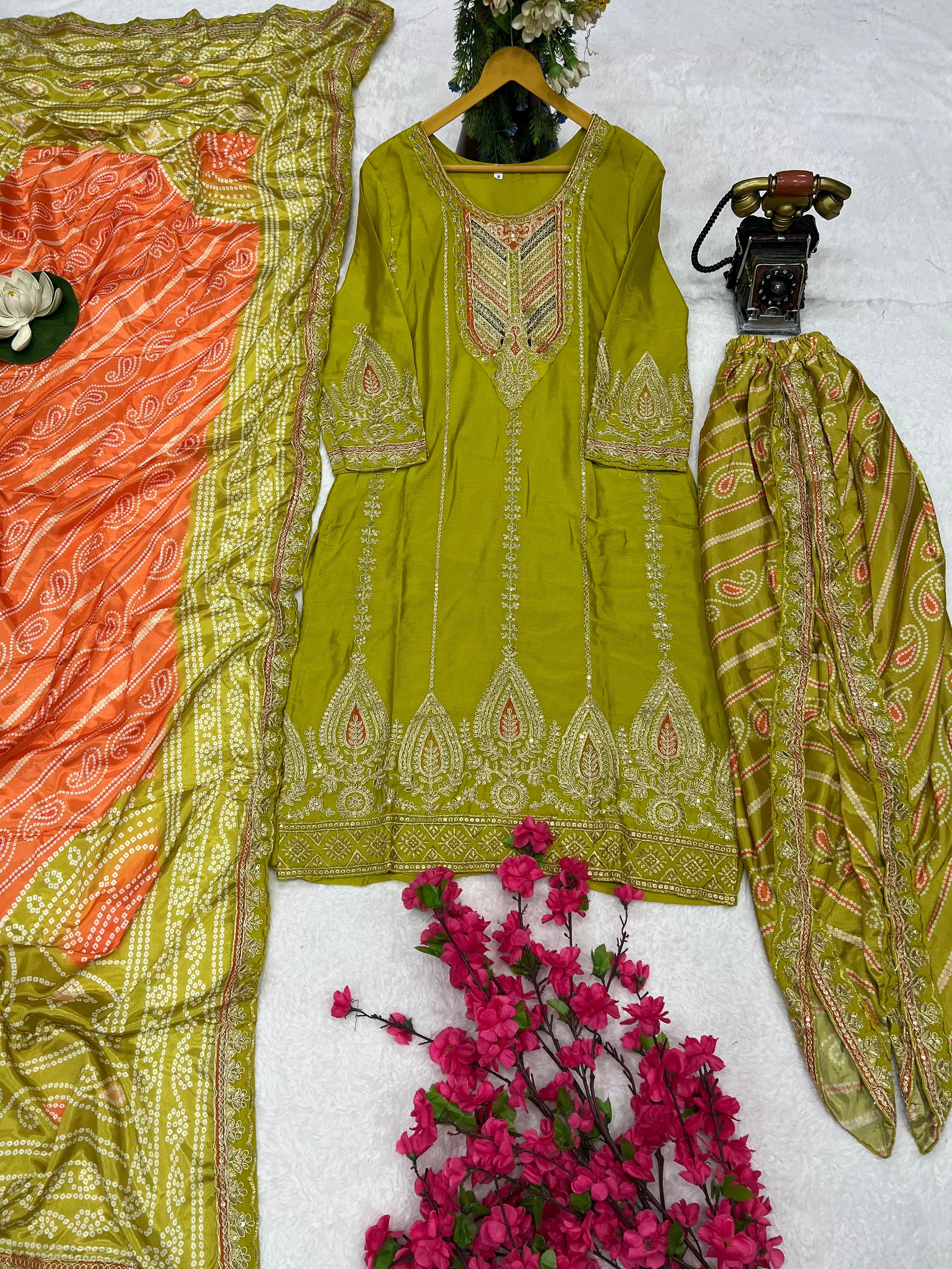 डिज़ाइनर पार्टी वियर टॉप-बॉटम और खूबसूरत दुपट्टा