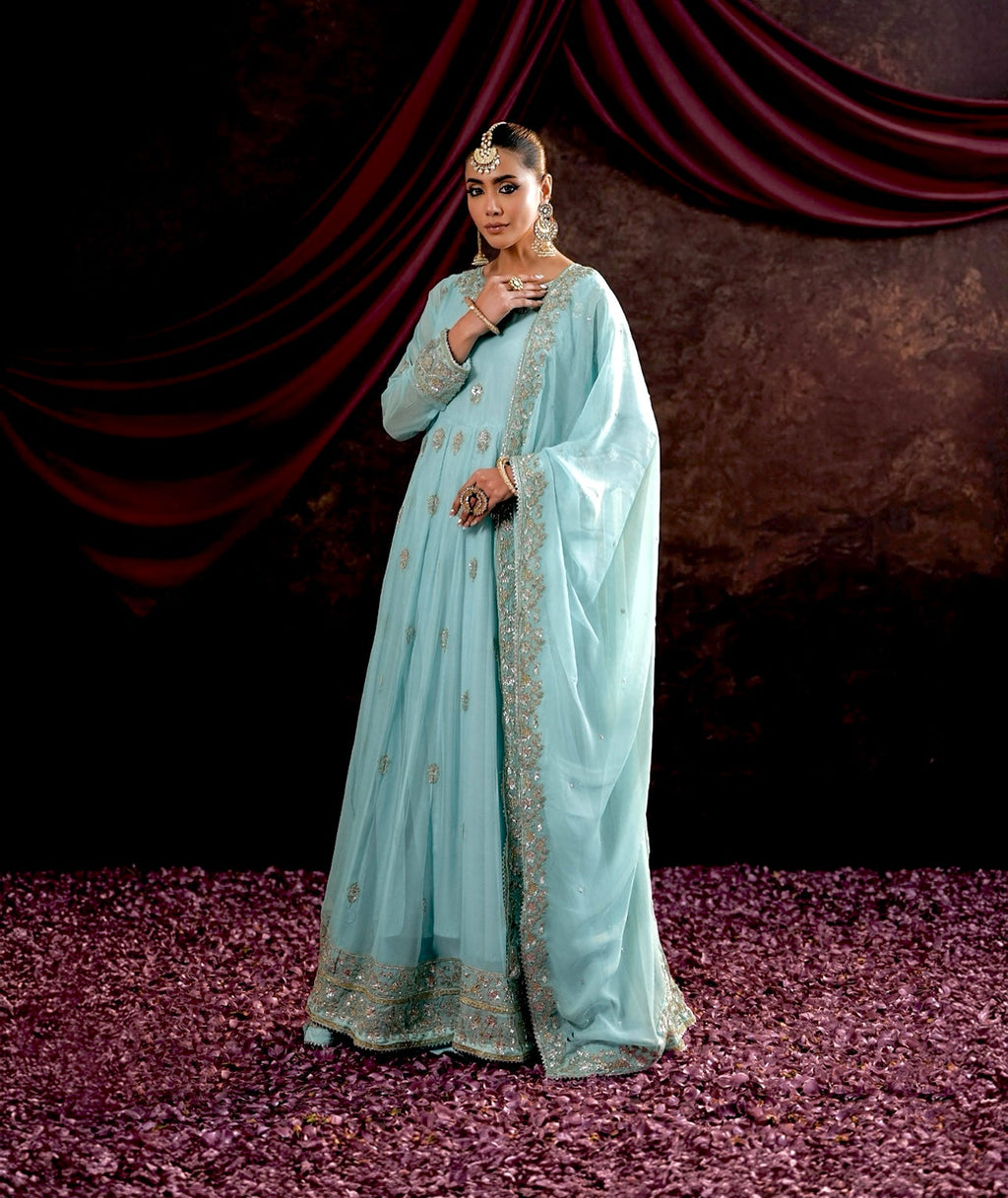 Beautiful Party Wear Gown -Pent And Dupatta With Embroidery Sequence Work