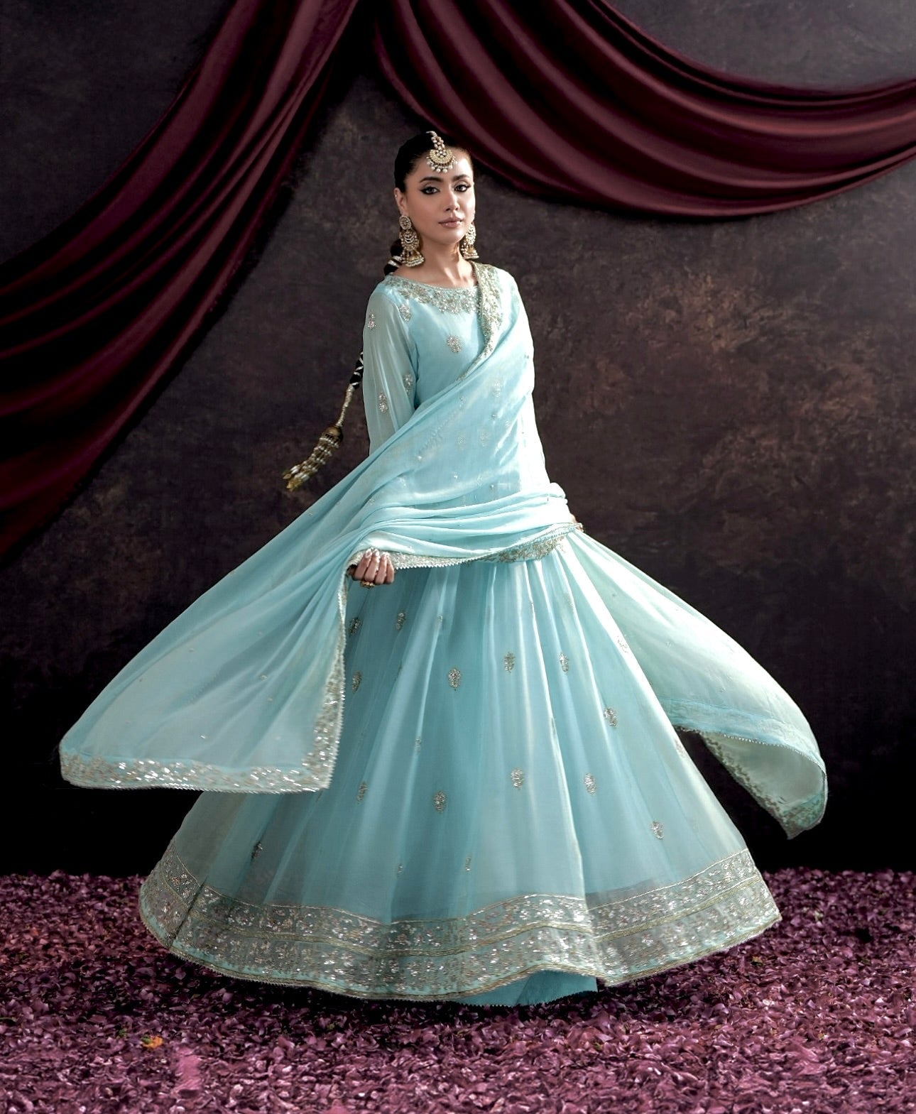 Beautiful Party Wear Gown -Pent And Dupatta With Embroidery Sequence Work