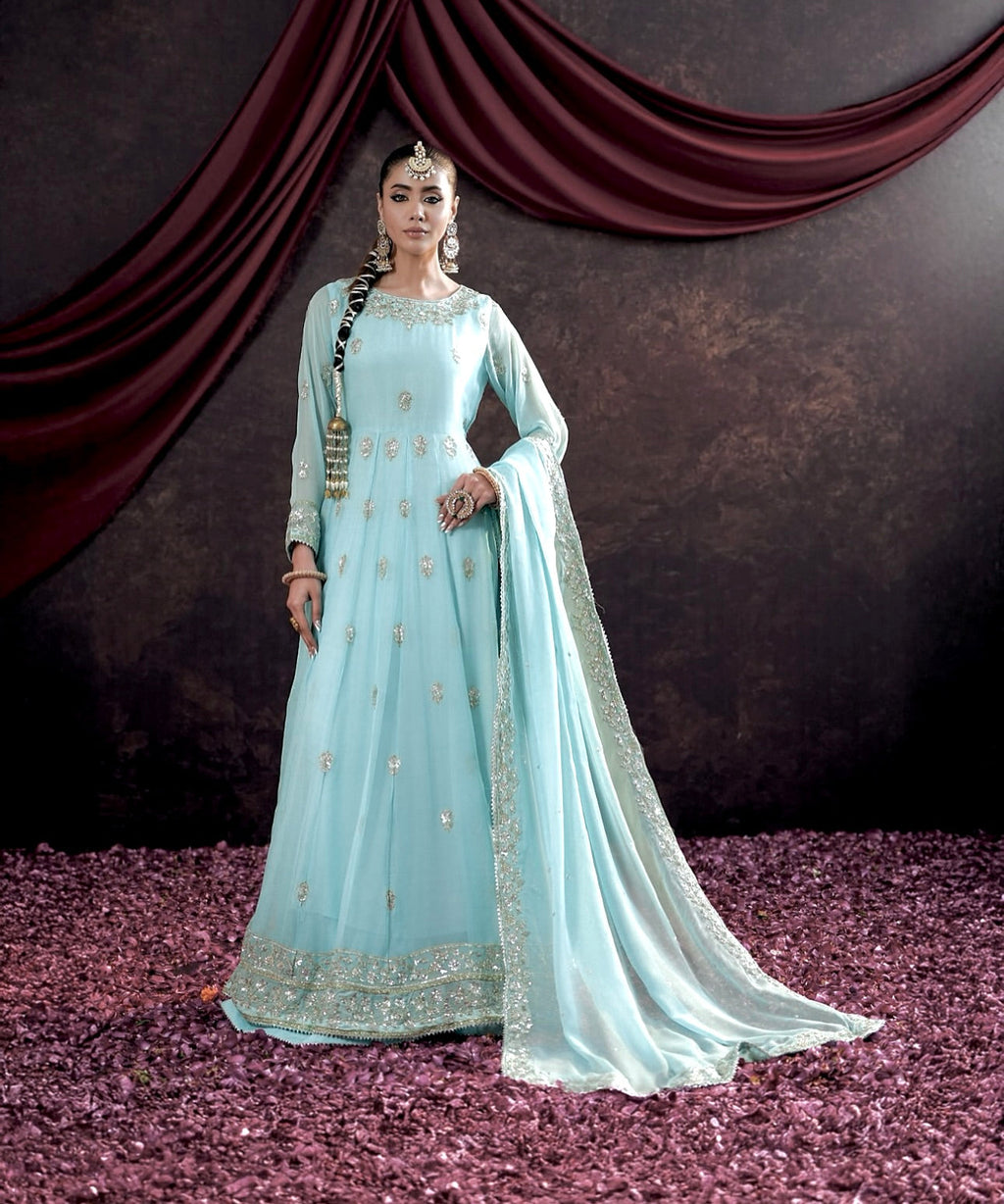 Beautiful Party Wear Gown -Pent And Dupatta With Embroidery Sequence Work