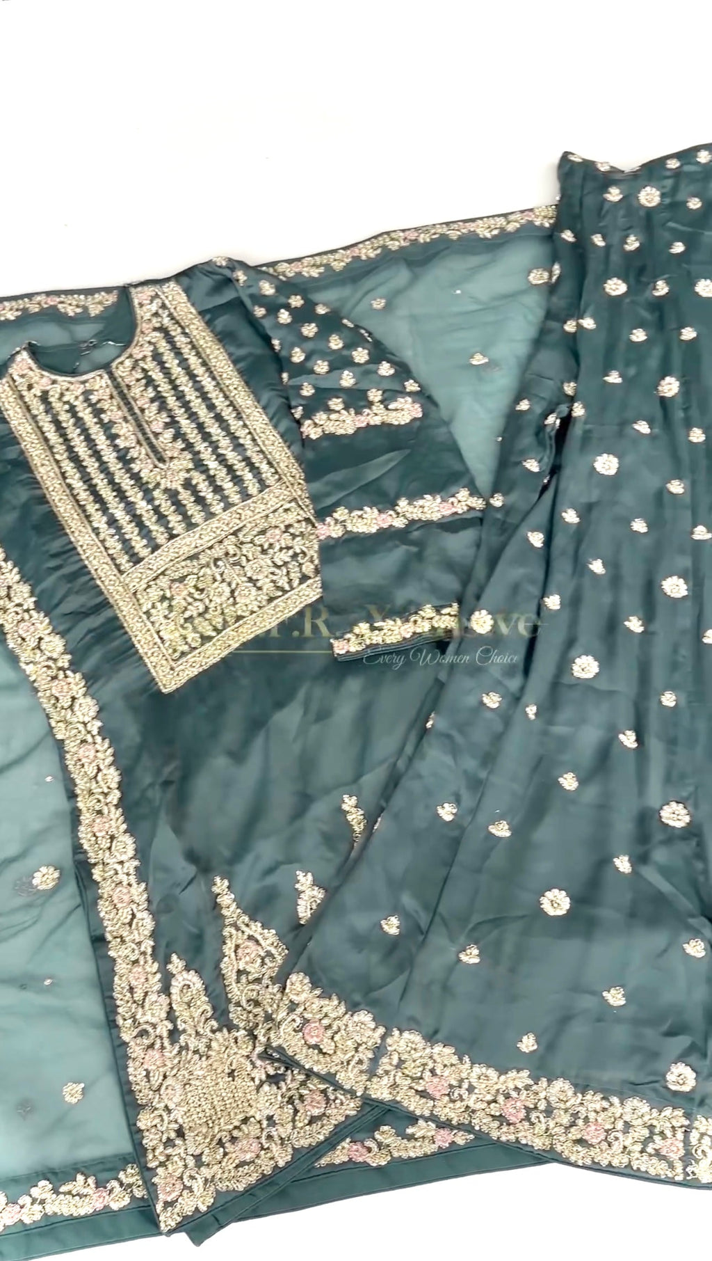 Designer Party Wear Look Top Plazzo & Dupatta Set