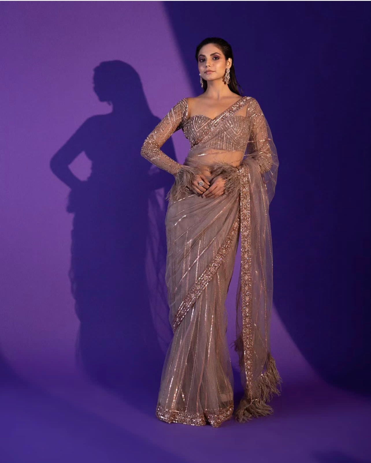 Party Wear Designer Saree With Sequence Work