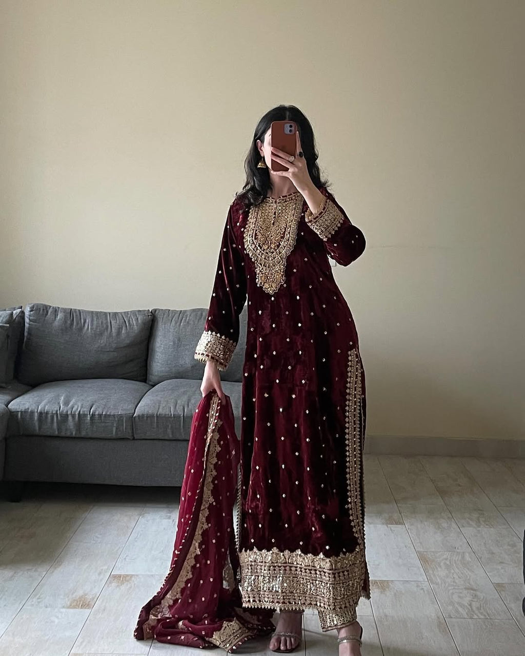 Designer Look Top-Dupatta And Bottom With Heavy Embroidery Sequence Work