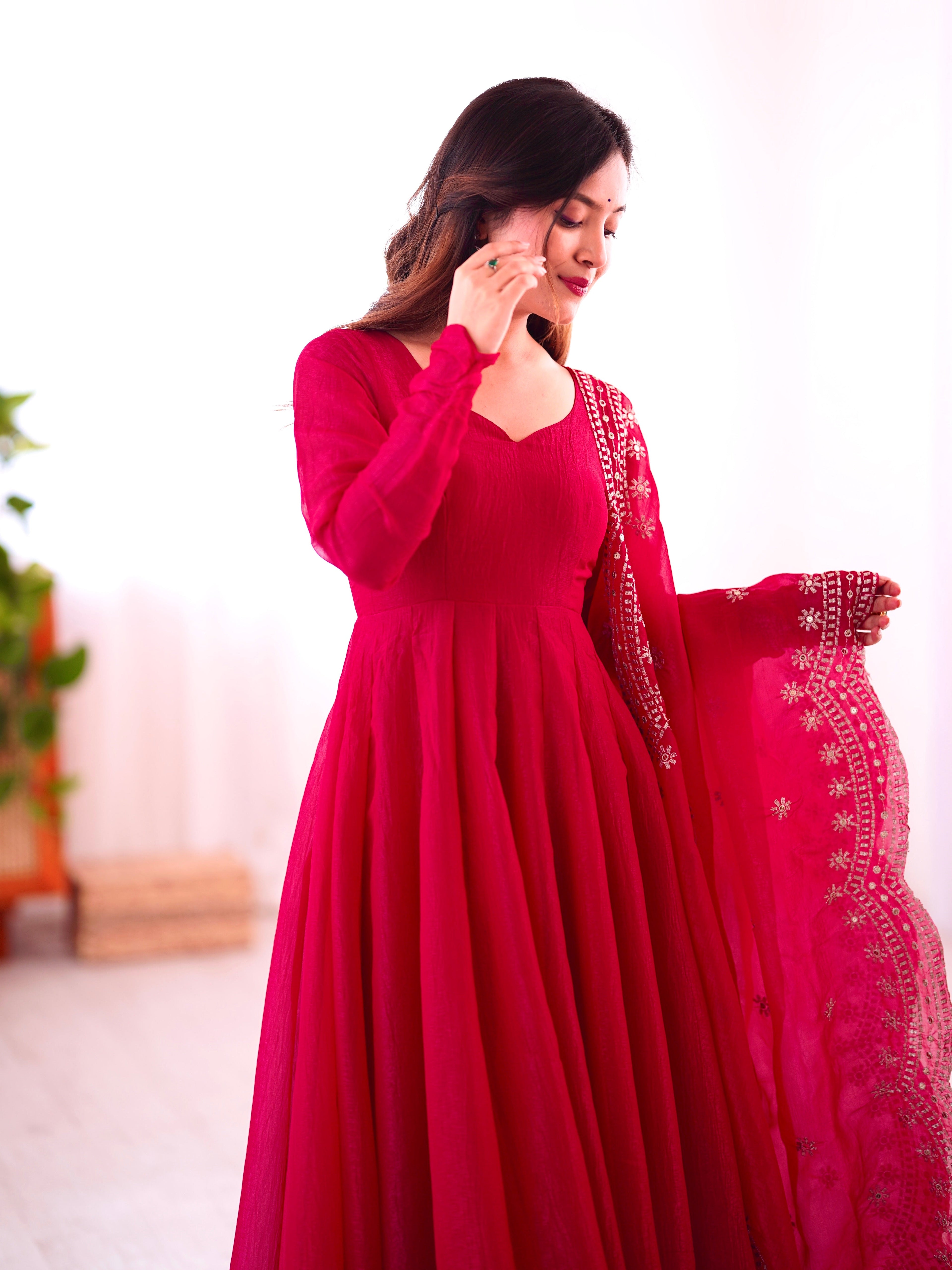 Designer Fancy Party Wear Look Gown-Dupatta