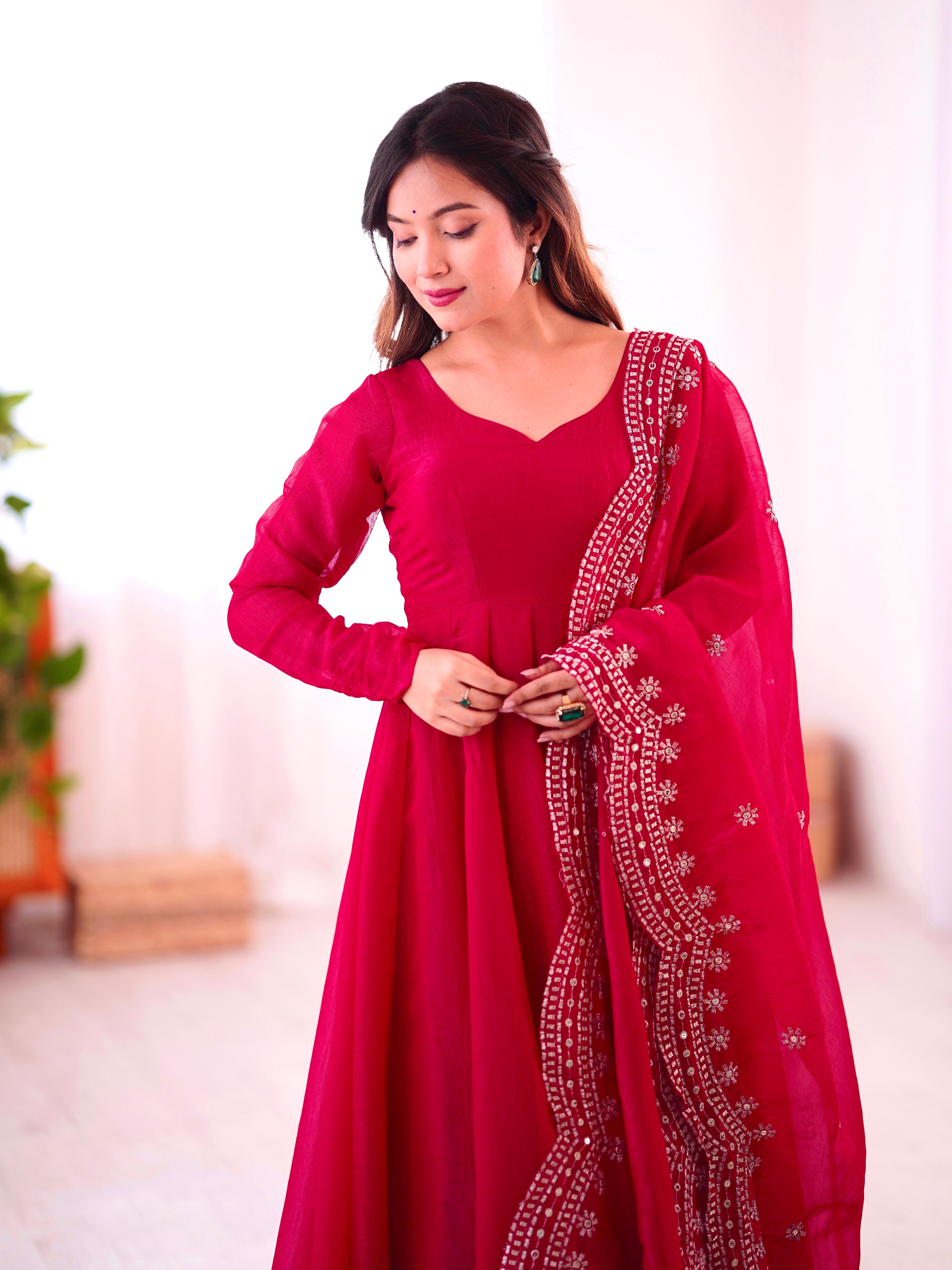 Designer Fancy Party Wear Look Gown-Dupatta