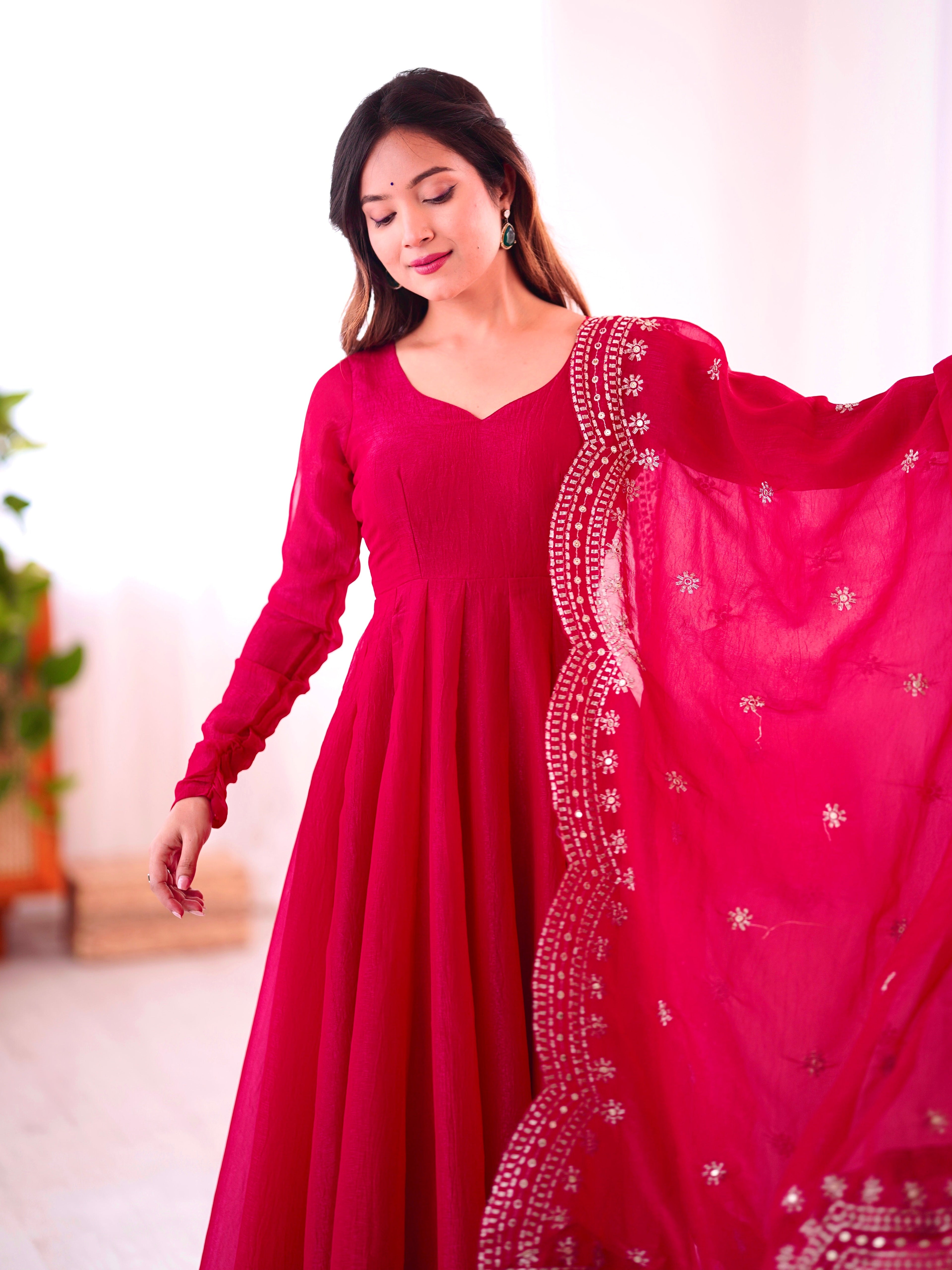 Designer Fancy Party Wear Look Gown-Dupatta