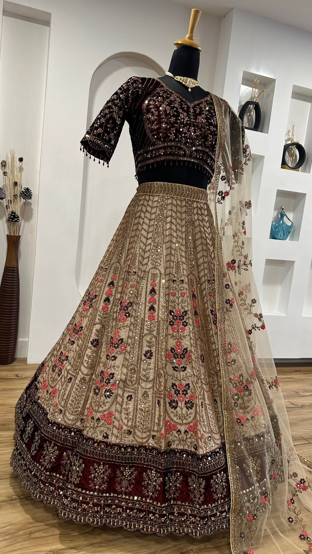Designer Lehenga Choli With Dori , Sequence & Thread Work