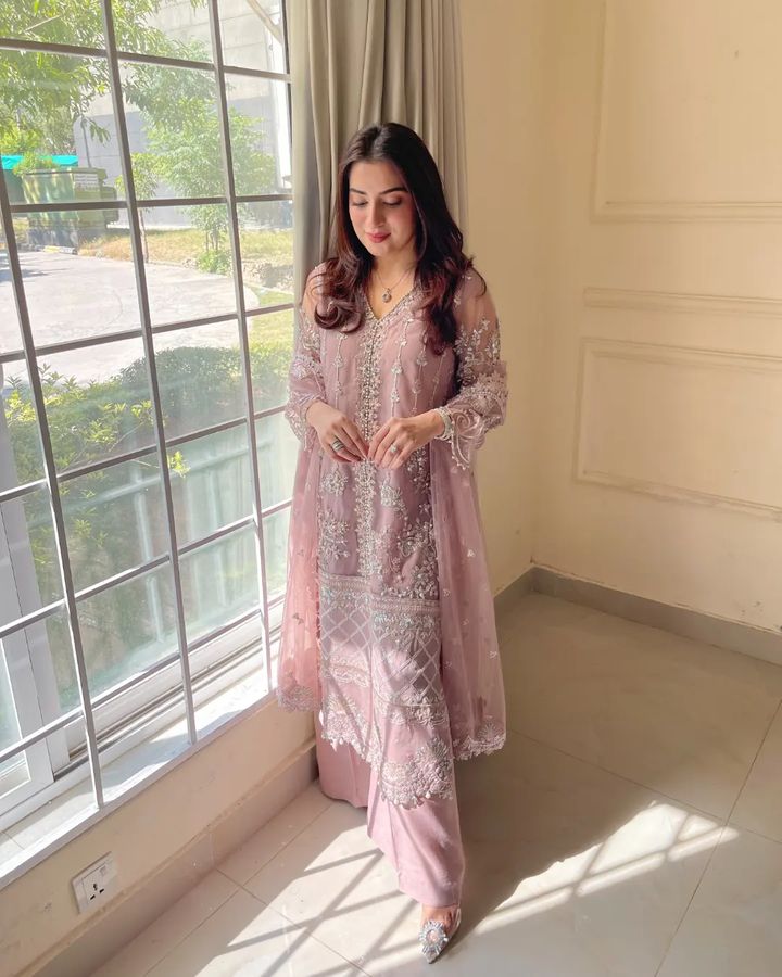 Fancy Party Wear Sharara Suit Set With Pearl Work