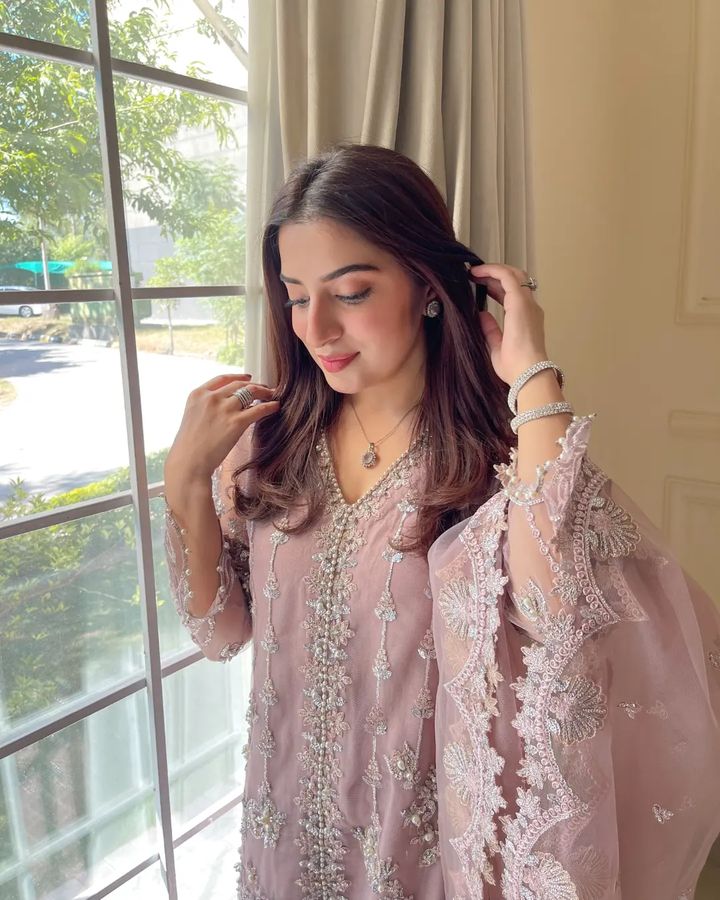 Fancy Party Wear Sharara Suit Set With Pearl Work