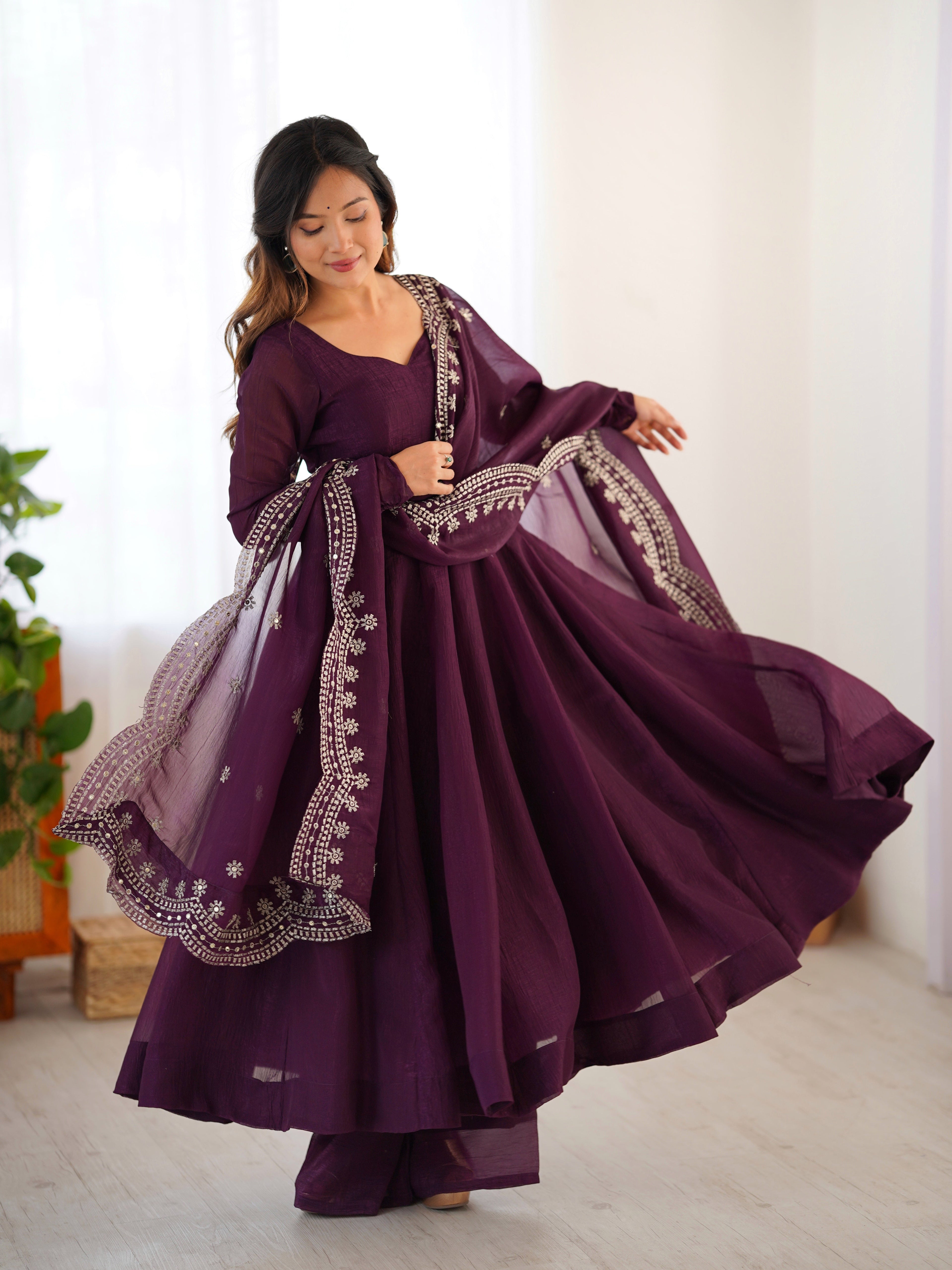 Designer Fancy Party Wear Look Gown-Dupatta