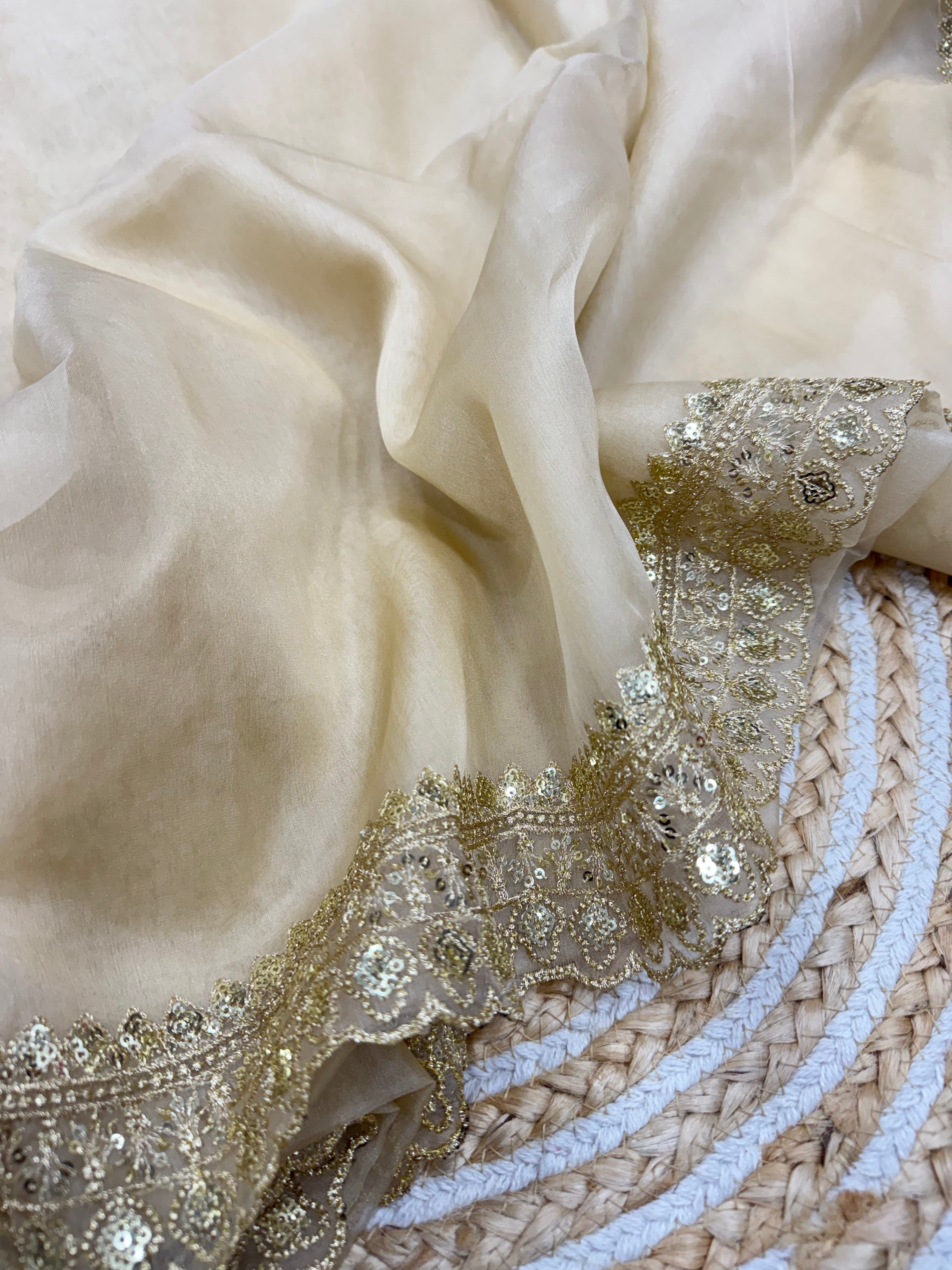 Designer Party Wear Saree With Sequence And Zari Embroidery Work