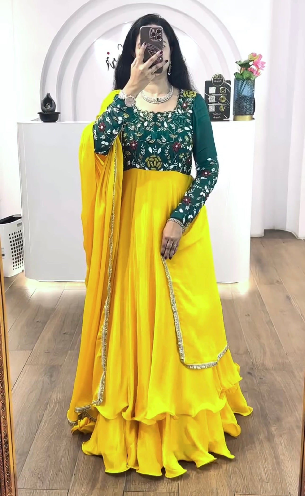 Designer Party Wear Anarkali Gown, Pent And Dupatta