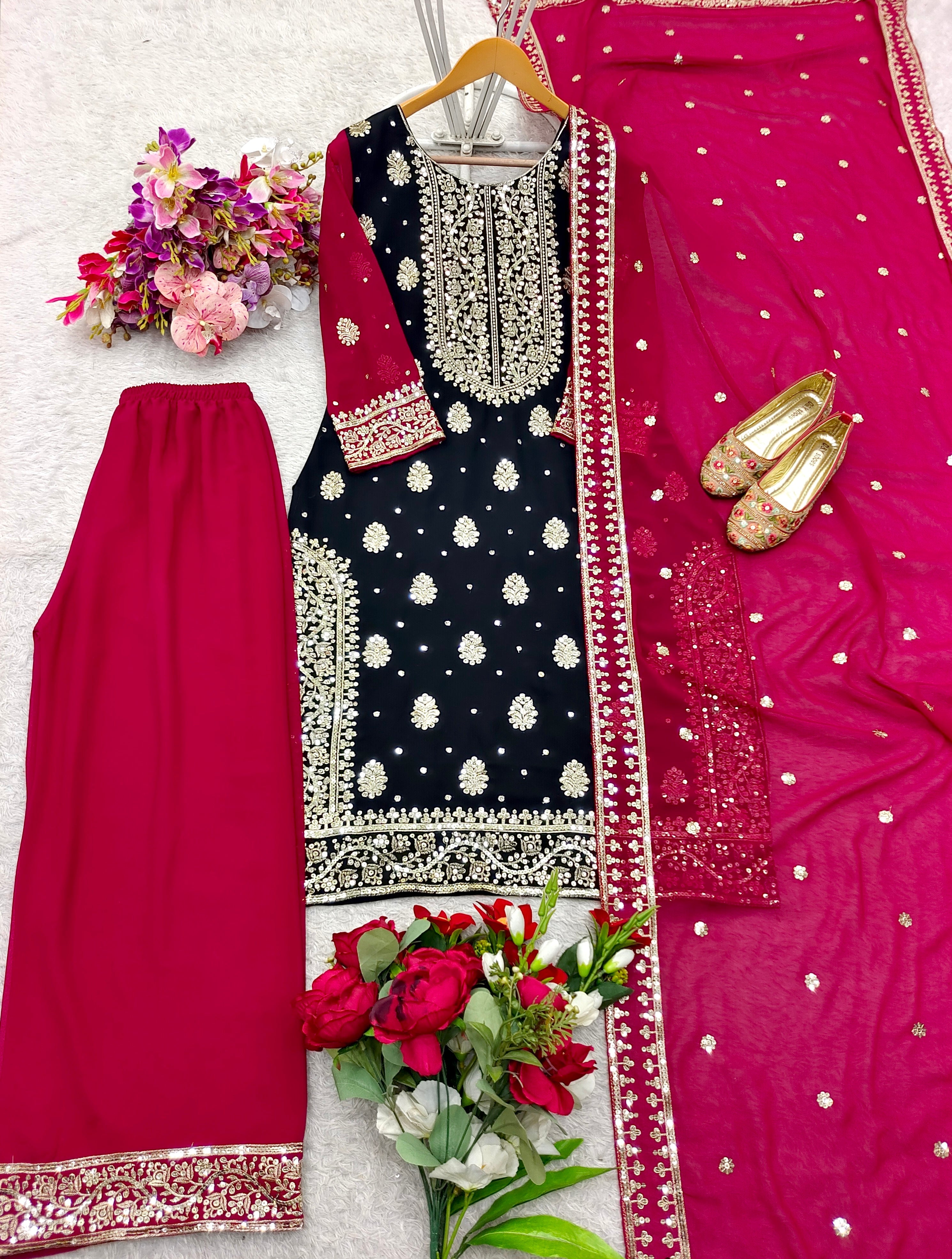 Beautiful Party Wear Top-Plazzo And Fancy Dupatta