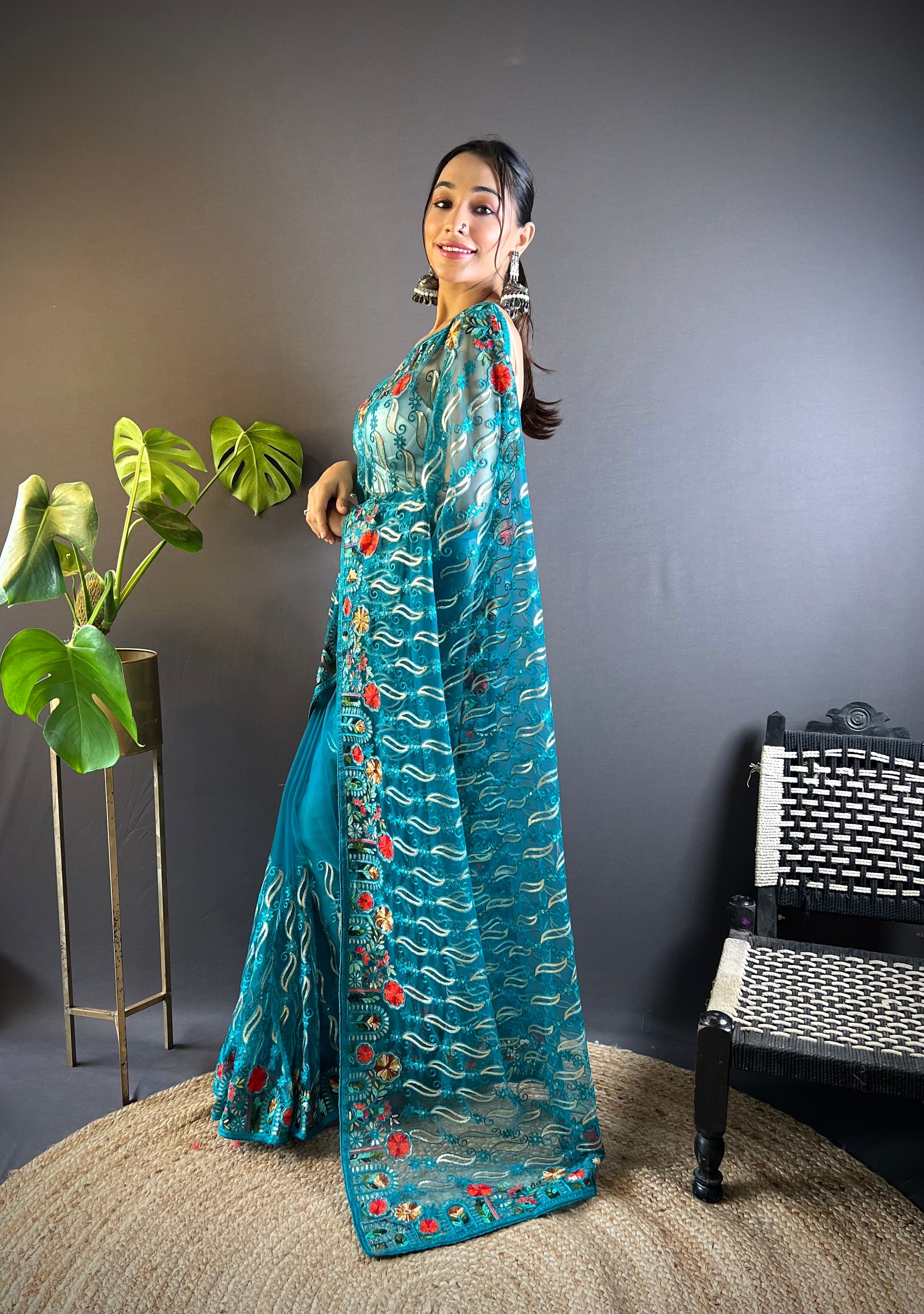 Beautiful Designer Saree With Embroidery work