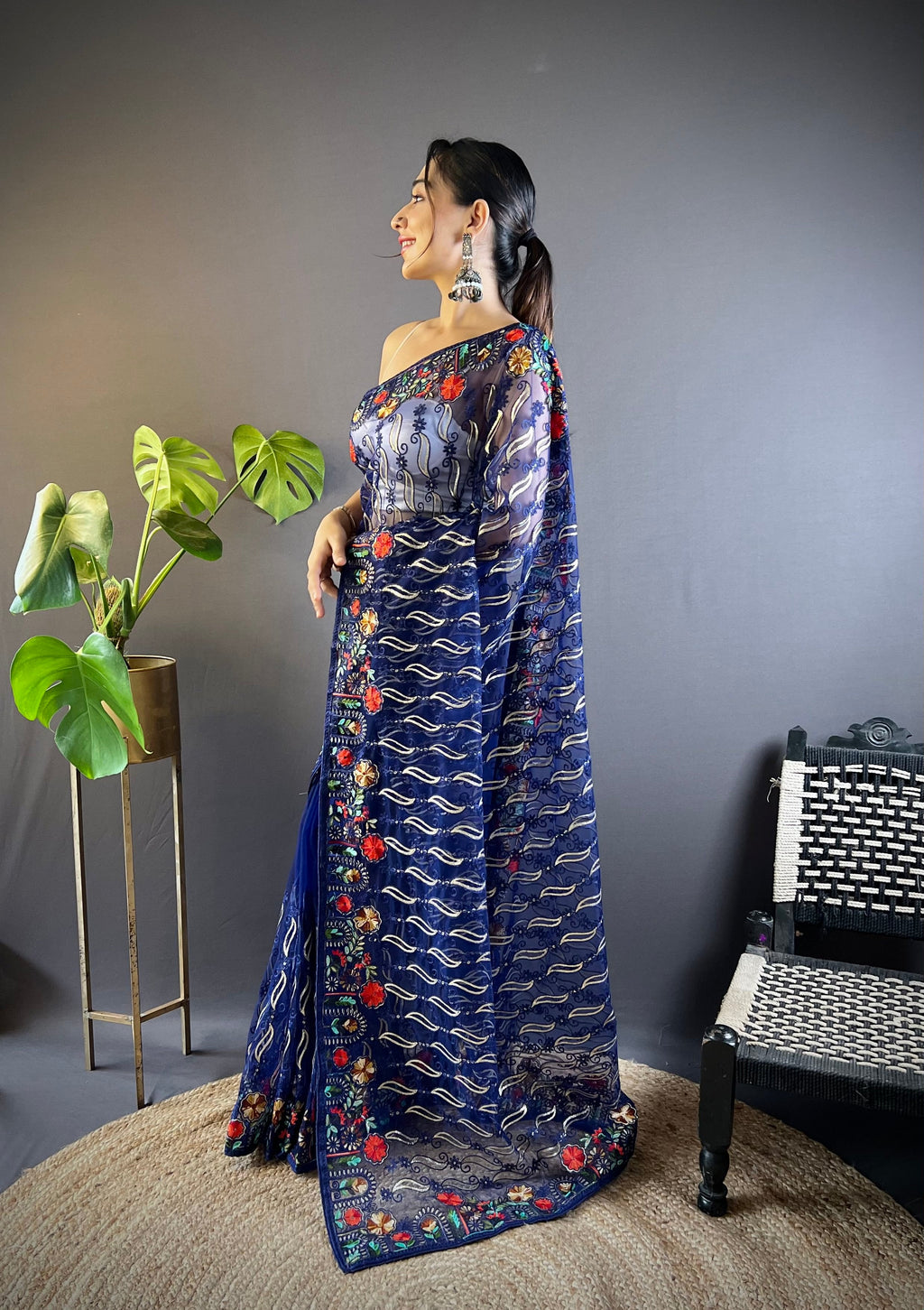 Beautiful Designer Saree With Embroidery work