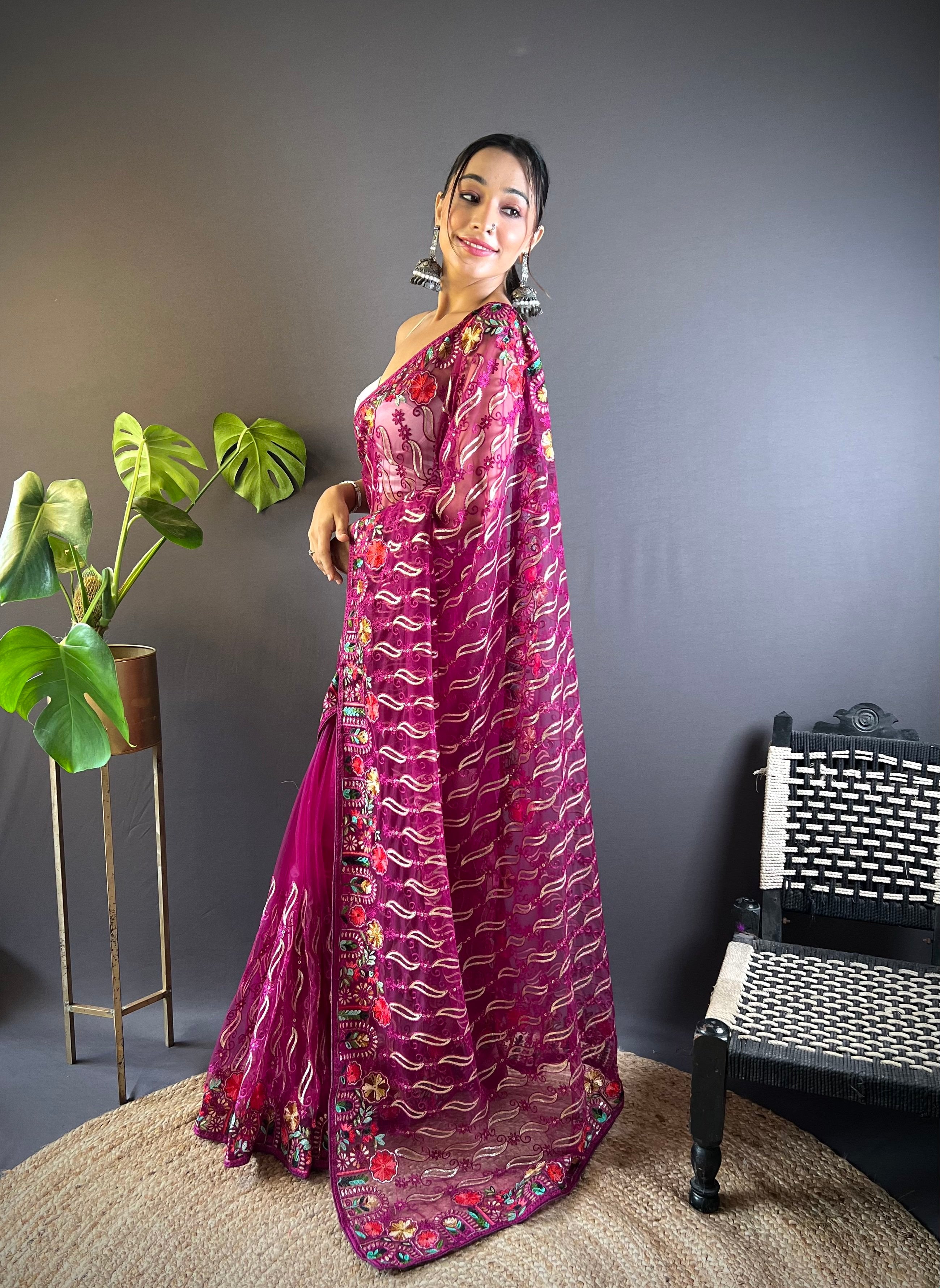 Beautiful Designer Saree With Embroidery work